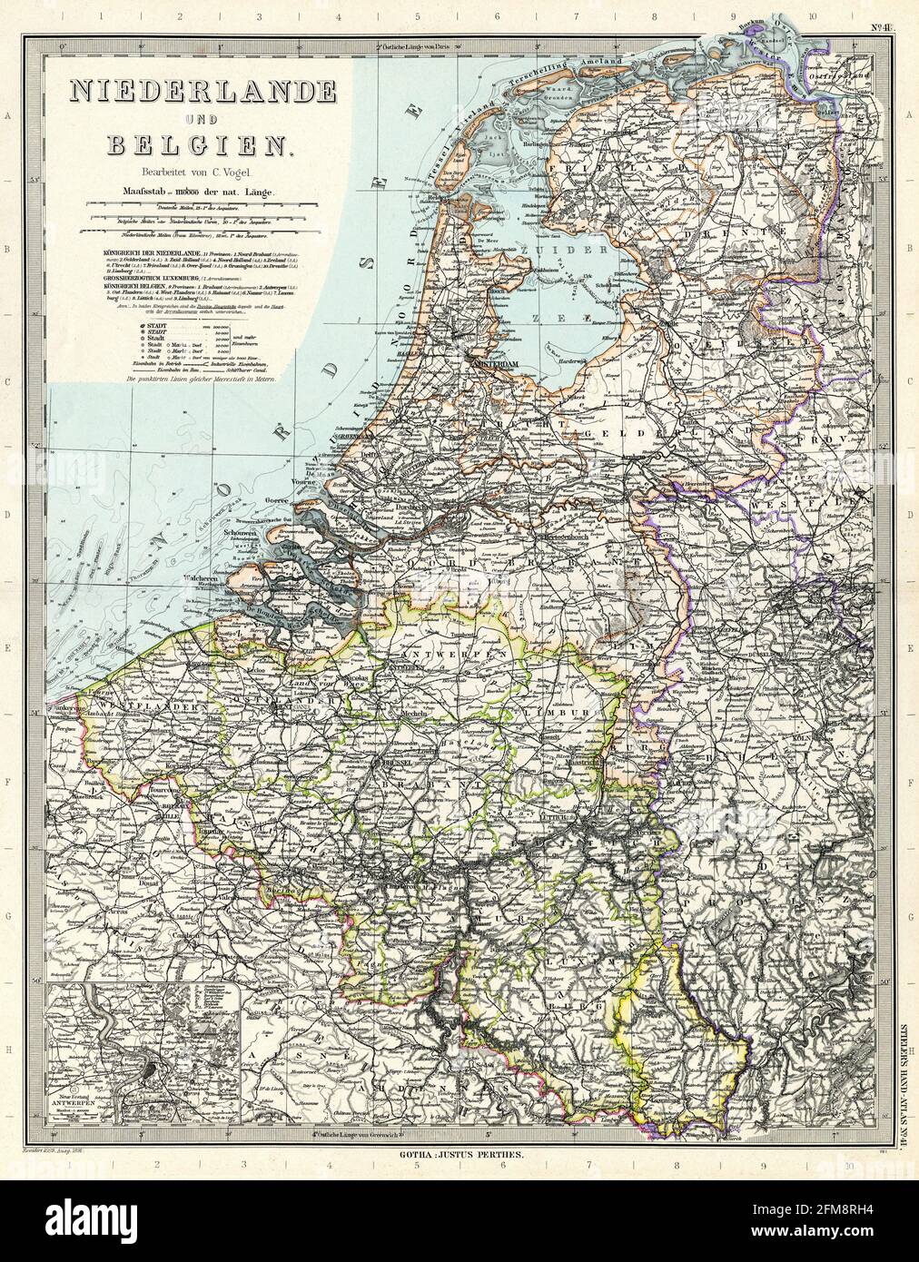 Kupferstich-Landkarte der Niederlande aus dem 19. Jahrhundert. Alle Karten sind wunderschön 