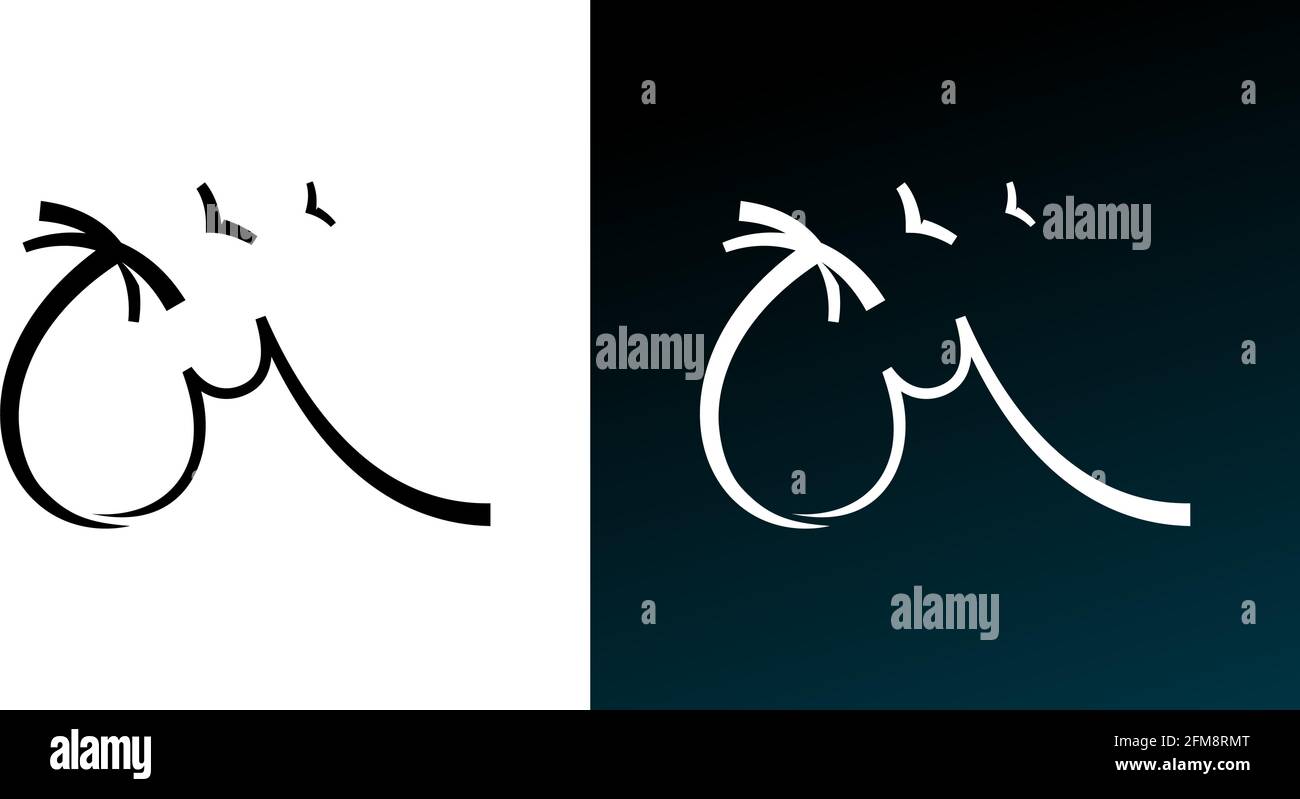 Initial Letter TM- oder MT-Konzept für den Unternehmensnamen. Handgeschriebenes T und M-Corporate Identity-Monogramm in Form von Palmen und Meereswellen. Vektorsymbol auf weißem und schwarzem Hintergrund Stock Vektor