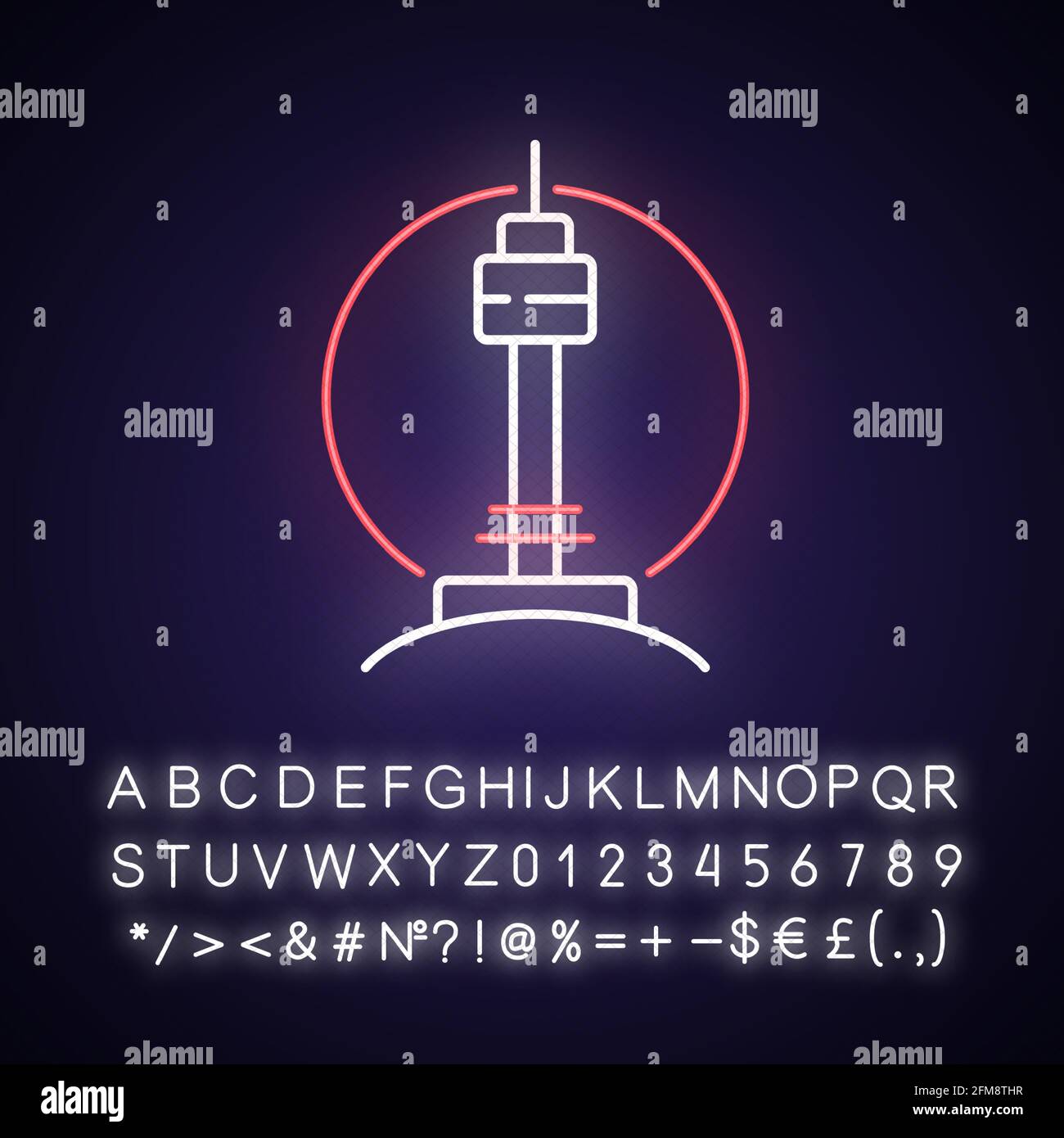 N Seoul Tower Neonlicht-Ikone Stock Vektor