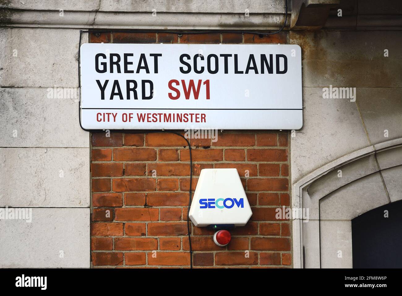 London, England, Großbritannien. Straßenschild: Great Scotland Yard, SW1 Stockfoto