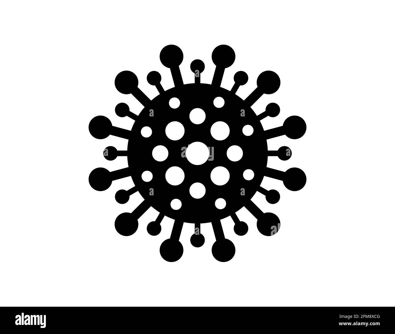 Coronavirus Bakterien Zelle schwarzes Symbol. 2019-nCoV-Zeichen für einen neuen Corona-Virus. Atemwegsinfektion Risiko Krankheit und covid-19 Grippe-Epidemie Emblem. Stock Vektor