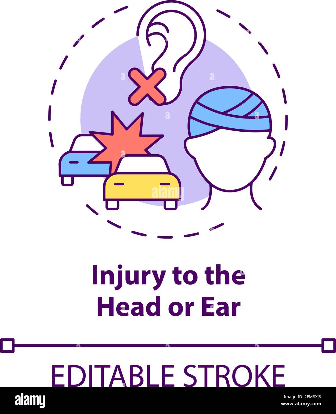 Symbol für Kopfverletzungen und Ohrverletzungen Stock Vektor
