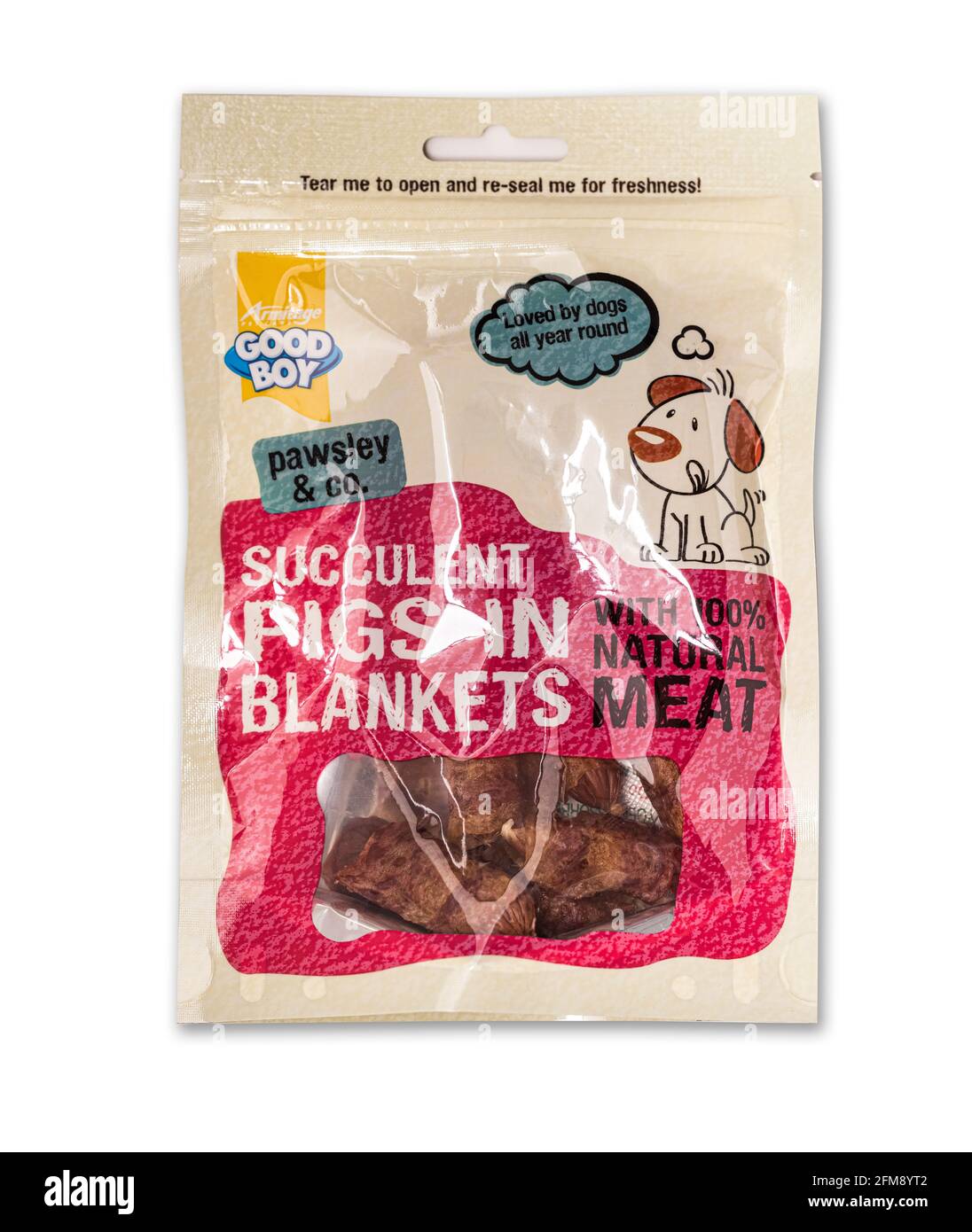 Good Boy Succulent Pigskin Decken mit 100% natürlichem Fleisch auf Ein weißer Hintergrund Stockfoto