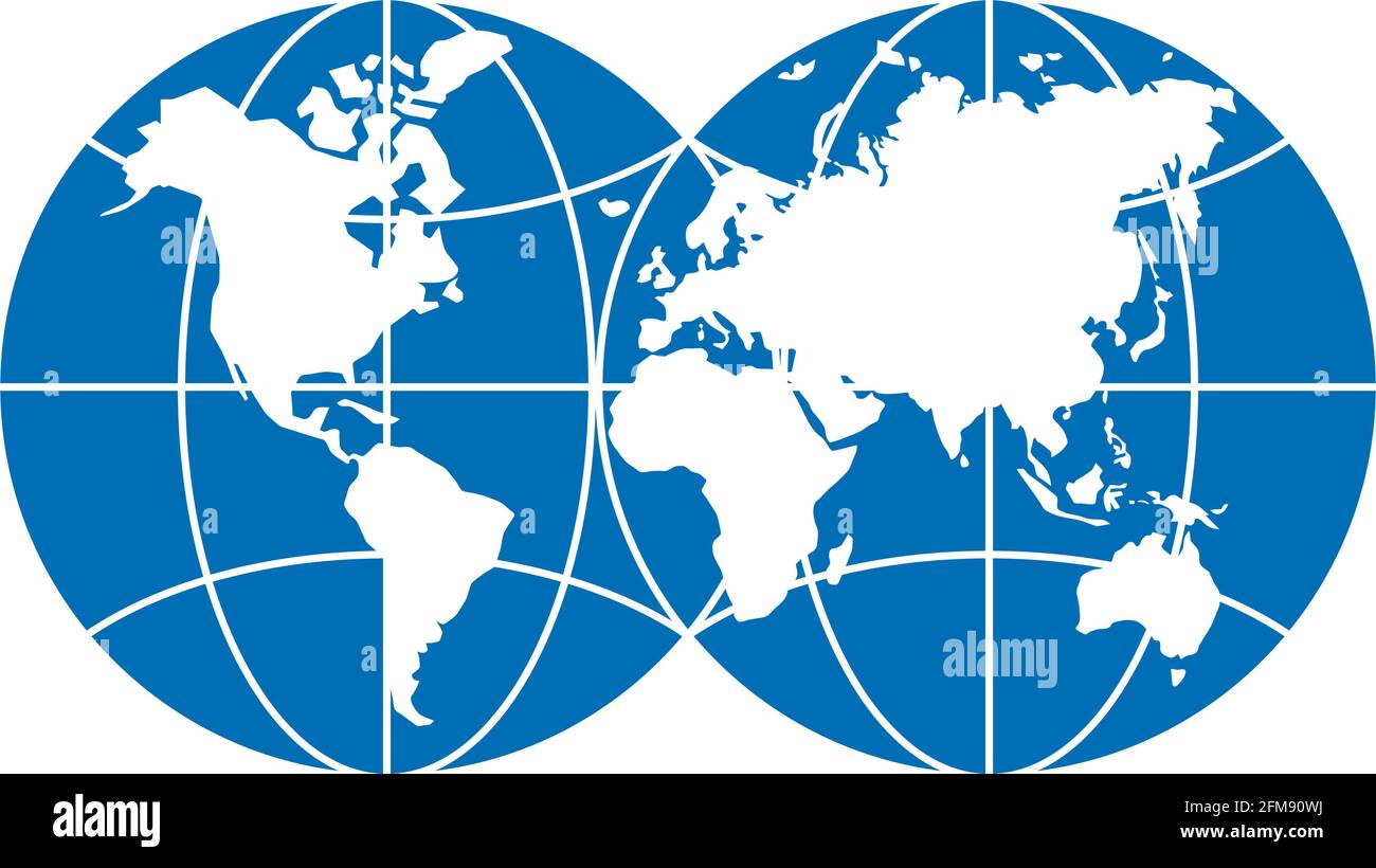 Weltplanet einfaches blaues Symbol. Globus Erde Hemisphäre Kombinationsvektor eps Symbol Stock Vektor