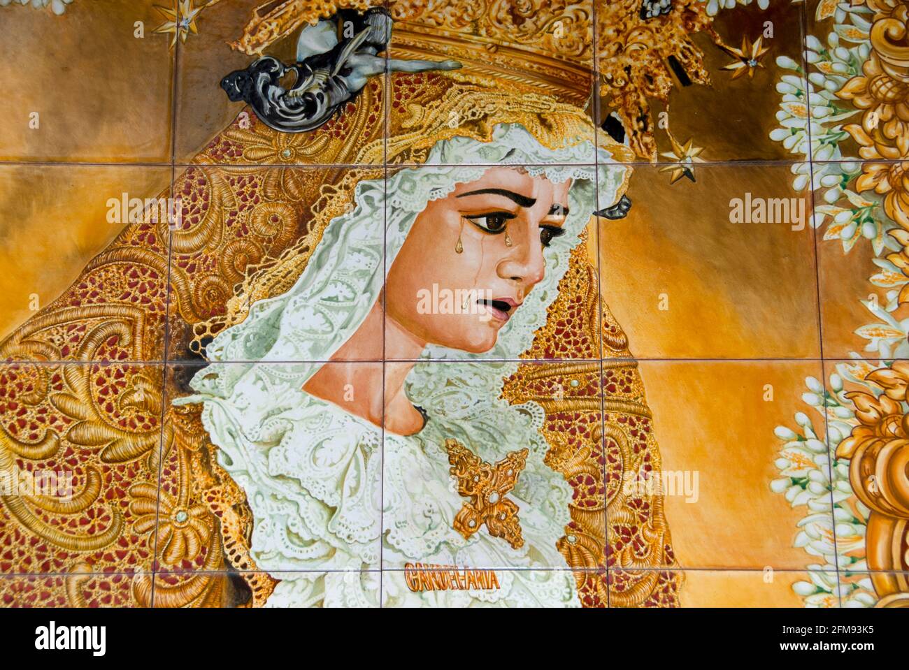 Jungfrau von Candelaria Fliesenmalerei, San Francisco Kirche, Cordoba, Andalusien, Spanien, Europa Stockfoto