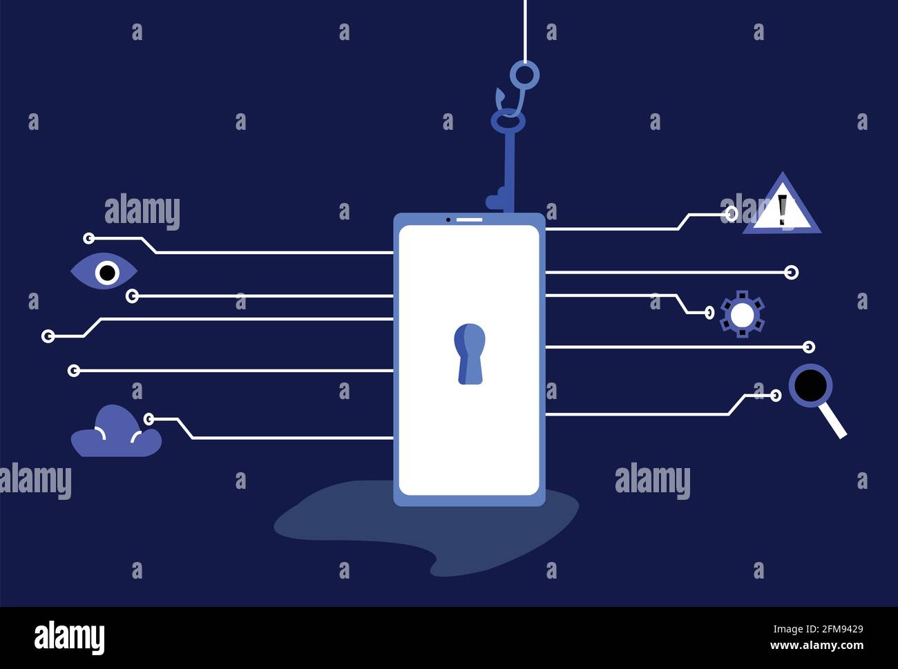 Flaches Design Website Banner der Internet-Sicherheit, Hacking, Sicherheit Lecks Datenschutz Konzept, moderne flache Cartoon-Stil Vektor-Illustration. Stock Vektor