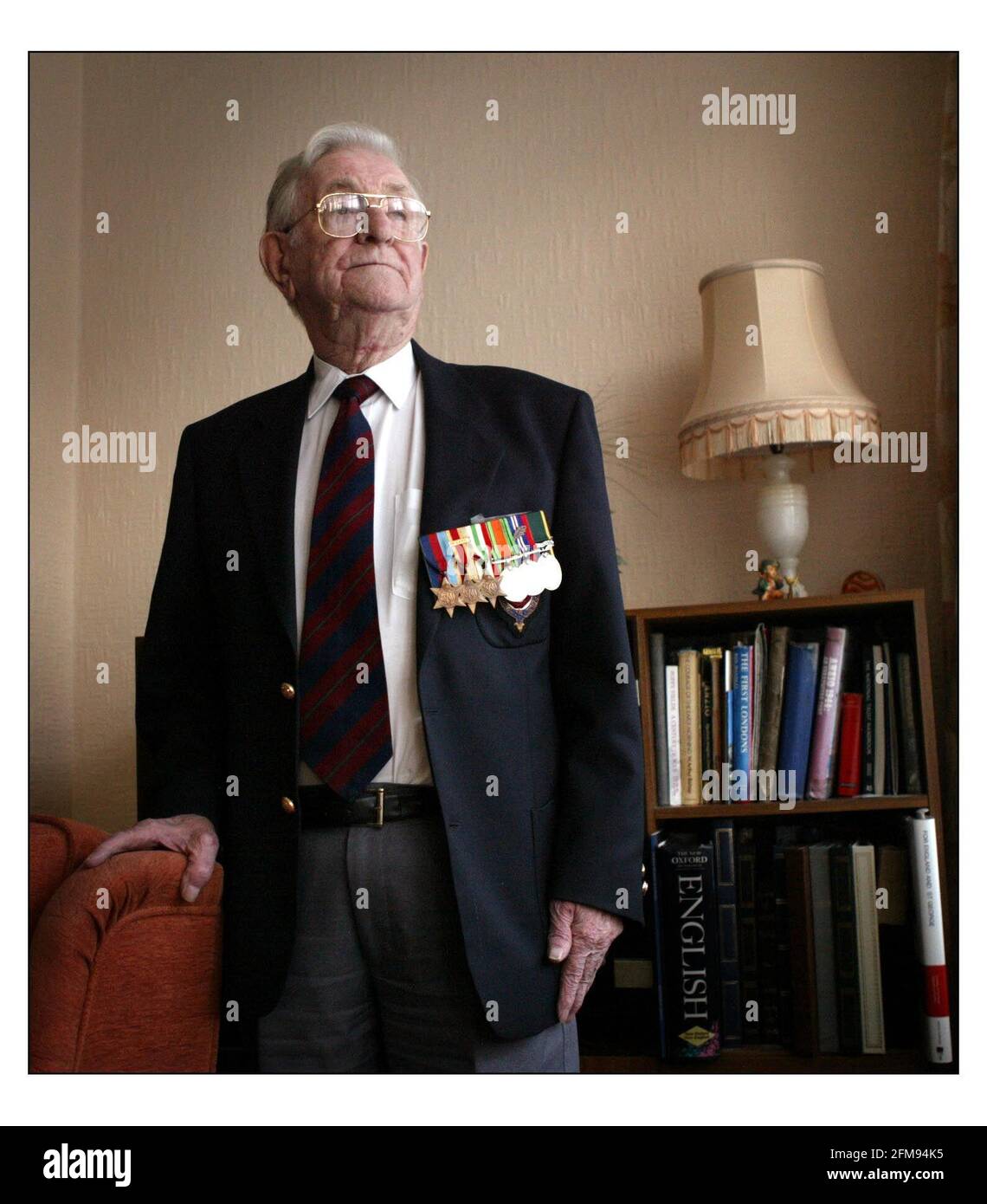 Regimentsfeldwebel Major Bill Hickman zu Hause im Norden Londons.pic David Sandison 9/2/2004 Stockfoto