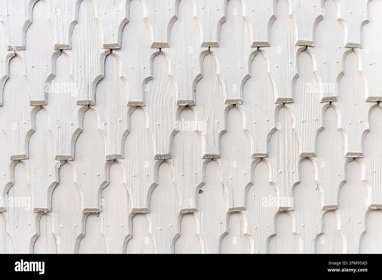 Verwitterte Holzschindelfassade Hintergrund Stockfoto