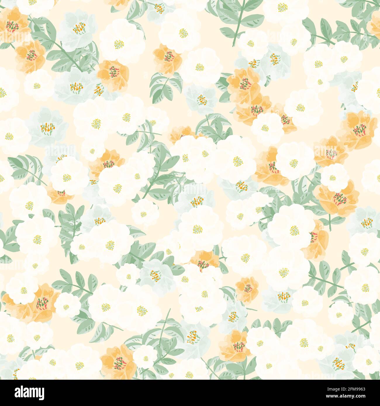 Zartes Pastellmuster mit wilden Rosenblüten Stock Vektor