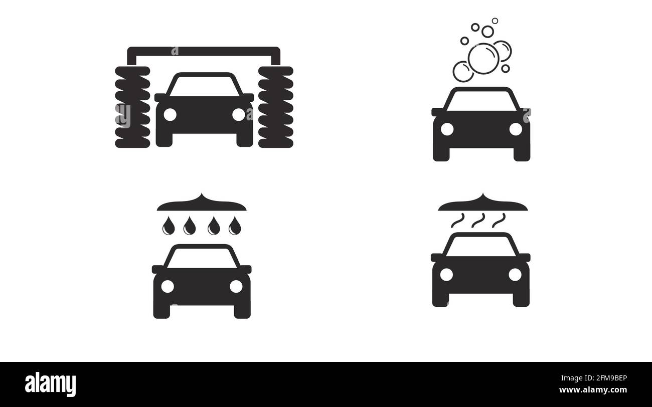 Symbol für Autowaschanlage eingestellt. Vektor isolierte Illustration von Autowäsche Stock Vektor