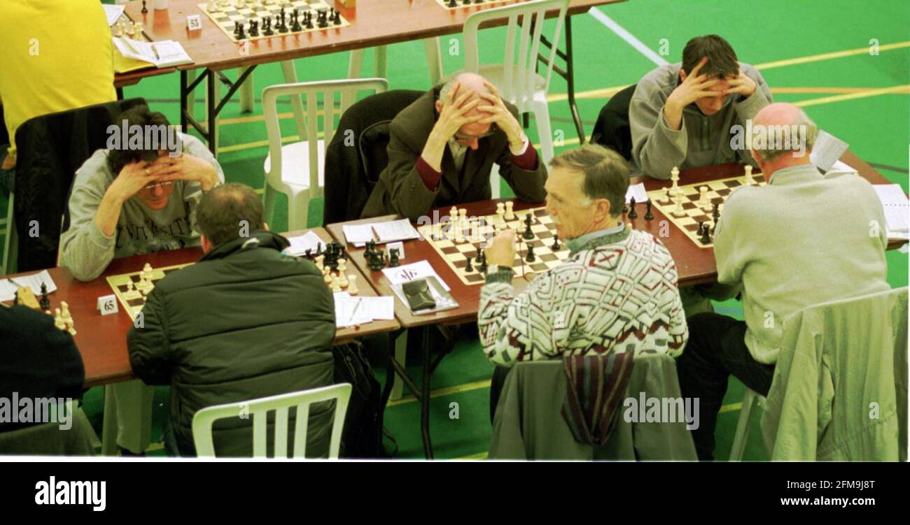 Start des 76. Internationalen Schachkongresses von Hastings Dez 2000 eines der laufenden Turniere. Stockfoto