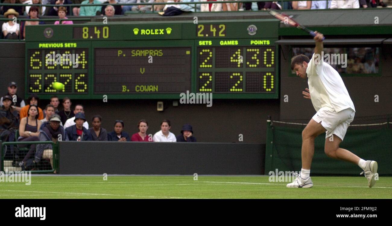 Wimbledon Tennis Championships Juni 2001 Pete Sampras / Barry Cowan Bild am dritten Tag Stockfoto