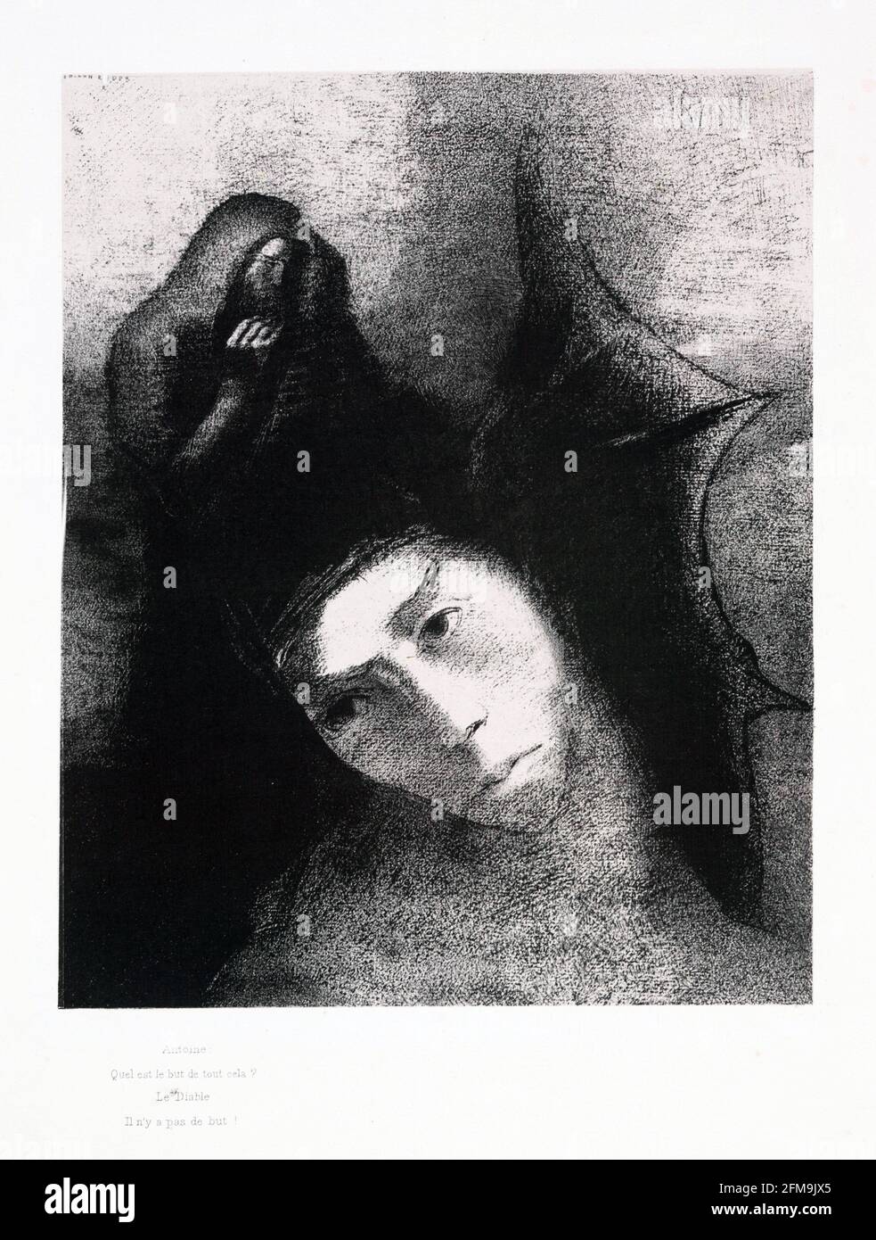 Odilon Redon. (Französisch, 1840-1916). Antoine: Quel est le but de tout cela? Le Diable: Il n'y a pas de but! (Anthony: Was ist der Sinn von all dem? Der Stockfoto
