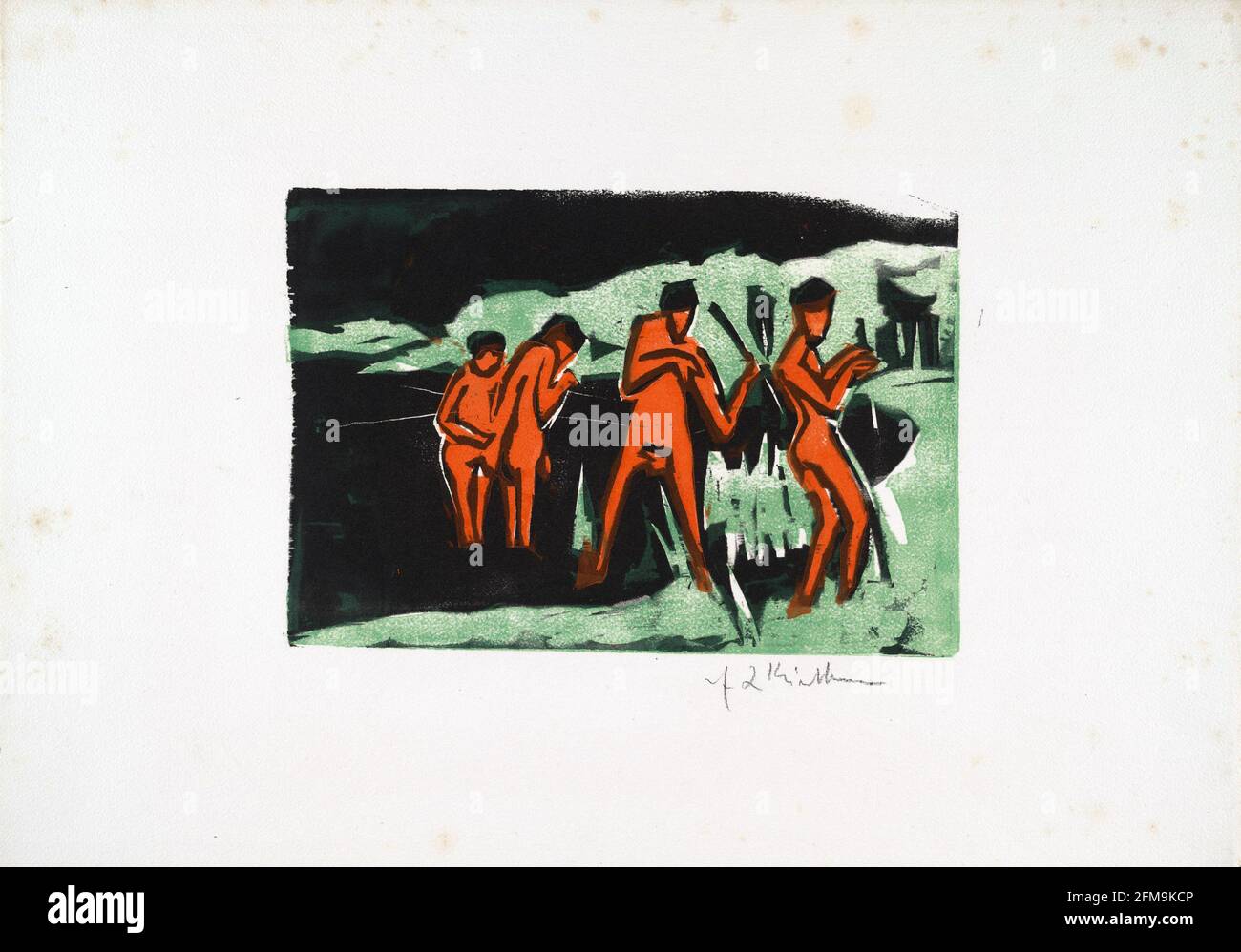Ernst Ludwig Kirchner. (Deutsch, 18801938). Baders Throwing Reeds (mit