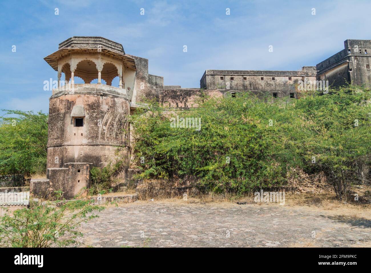 Gebäude von Taragarh Fort in Bundi, Rajasthan Staat, Indien Stockfoto