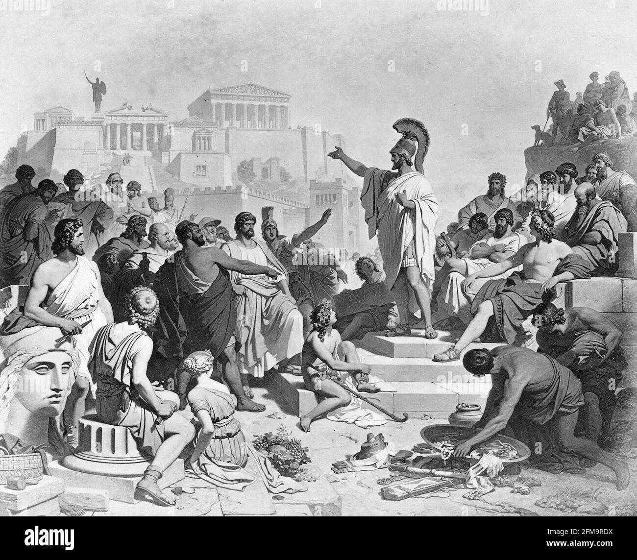 Pericles (c. 495-425 v. Chr.) Ansprache einer Menschenmenge Stockfoto