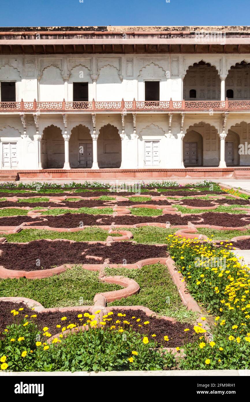 Anguri Bagh Hof in Agra Fort, Bundesstaat Uttar Pradesh, Indien Stockfoto