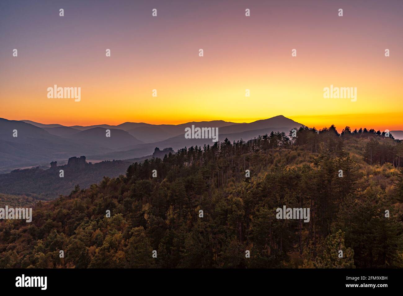 Sonnenuntergang in den Bergen bei Belogradchik Stockfoto