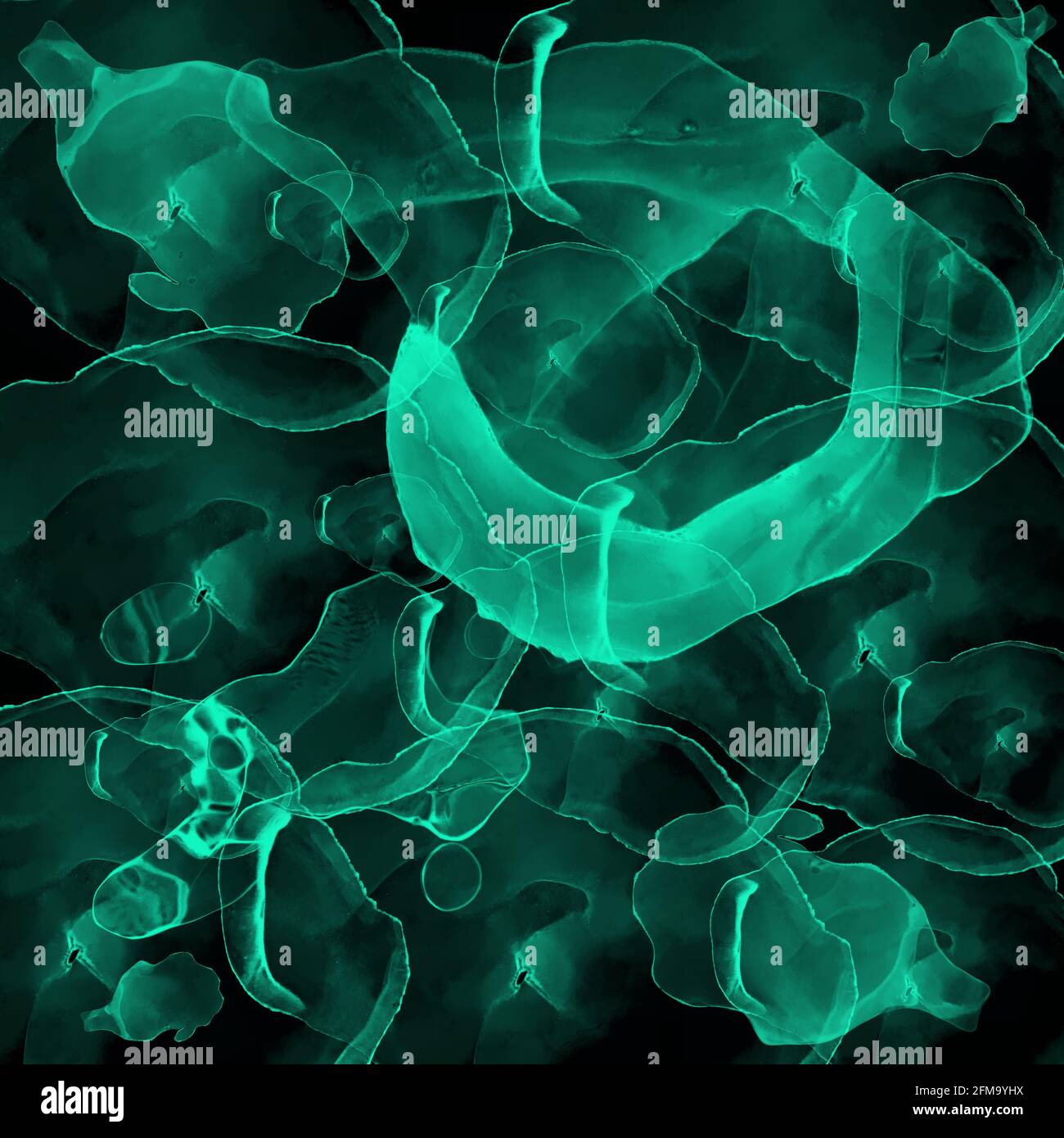 Türkise Alkohol Tinte abstrakter Hintergrund. Marmordesign Stockfoto