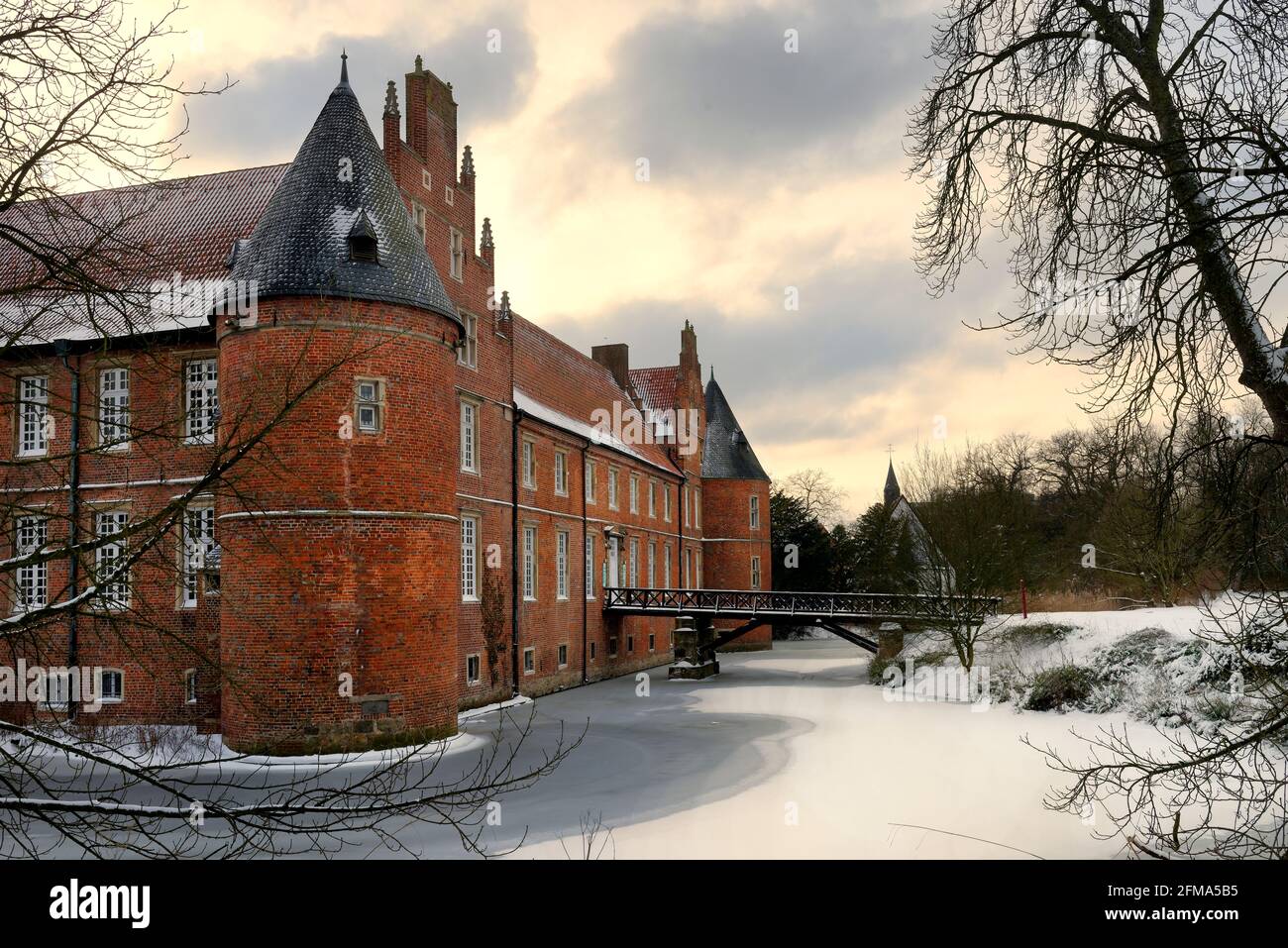 Herten Wasserschloss im Winter, Herten, Nordrhein-Westfalen, Deutschland Stockfoto