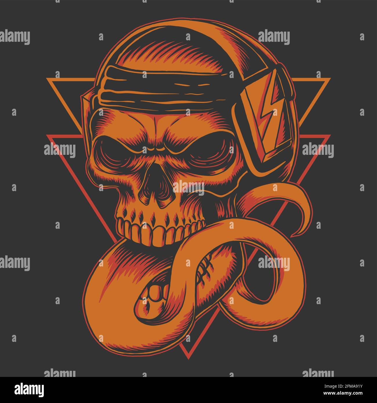 Vektor-Illustration für lange Totenkopf-Kopfhörer mit Tonguette Stock Vektor