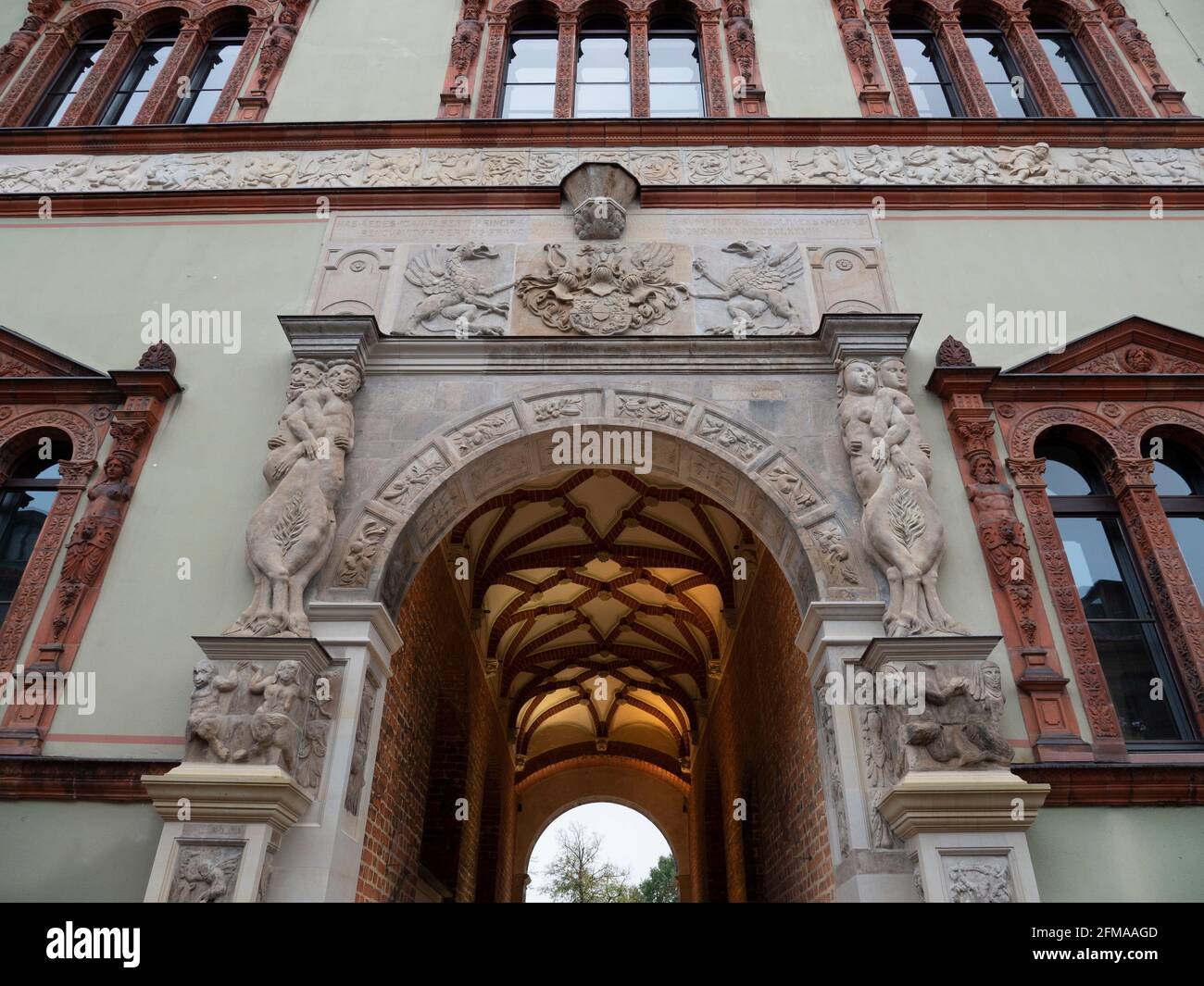 FÜRSTENHOF, Renaissance-Portal, Altstadt Wismar, UNESCO-Weltkulturerbe, Mecklenburg-Vorpommern, Deutschland Stockfoto