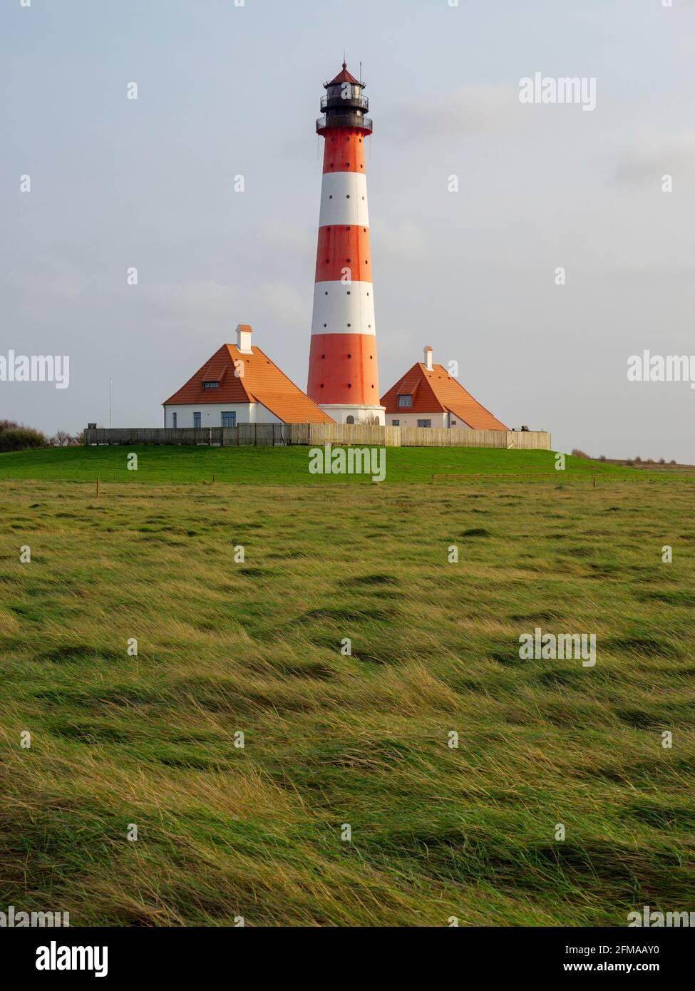 Westerheversand Leuchtturm, Nationalpark Wattenmeer, UNESCO-Weltkulturerbe, Schleswig-Holstein, Deutschland Stockfoto