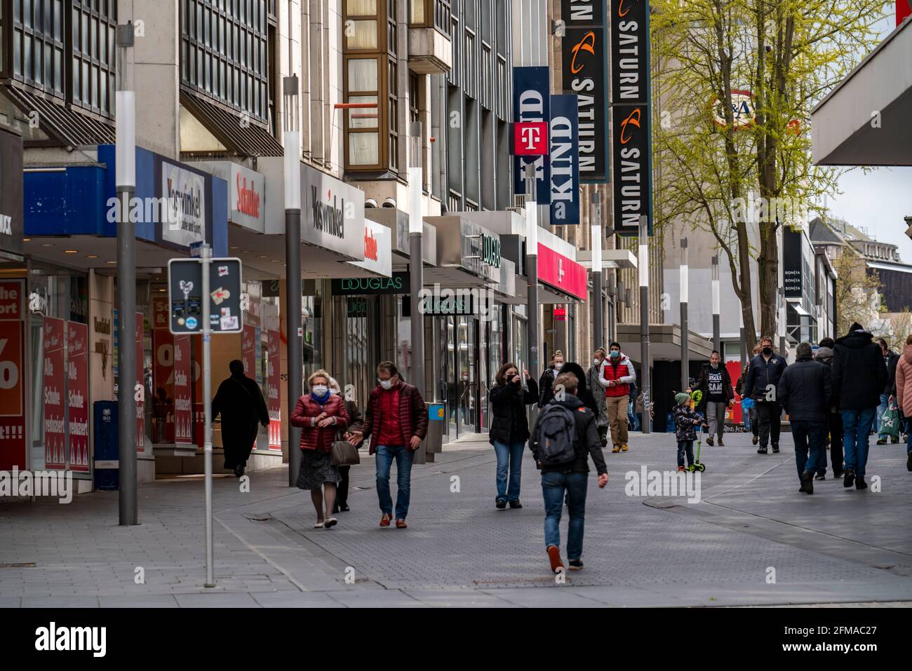 Bochumer Innenstadt, bei der dritten Corona-Krise Lockdowns, Kortumstraße, leere Einkaufsstraßen, Bochum, NRW, Deutschland, Stockfoto