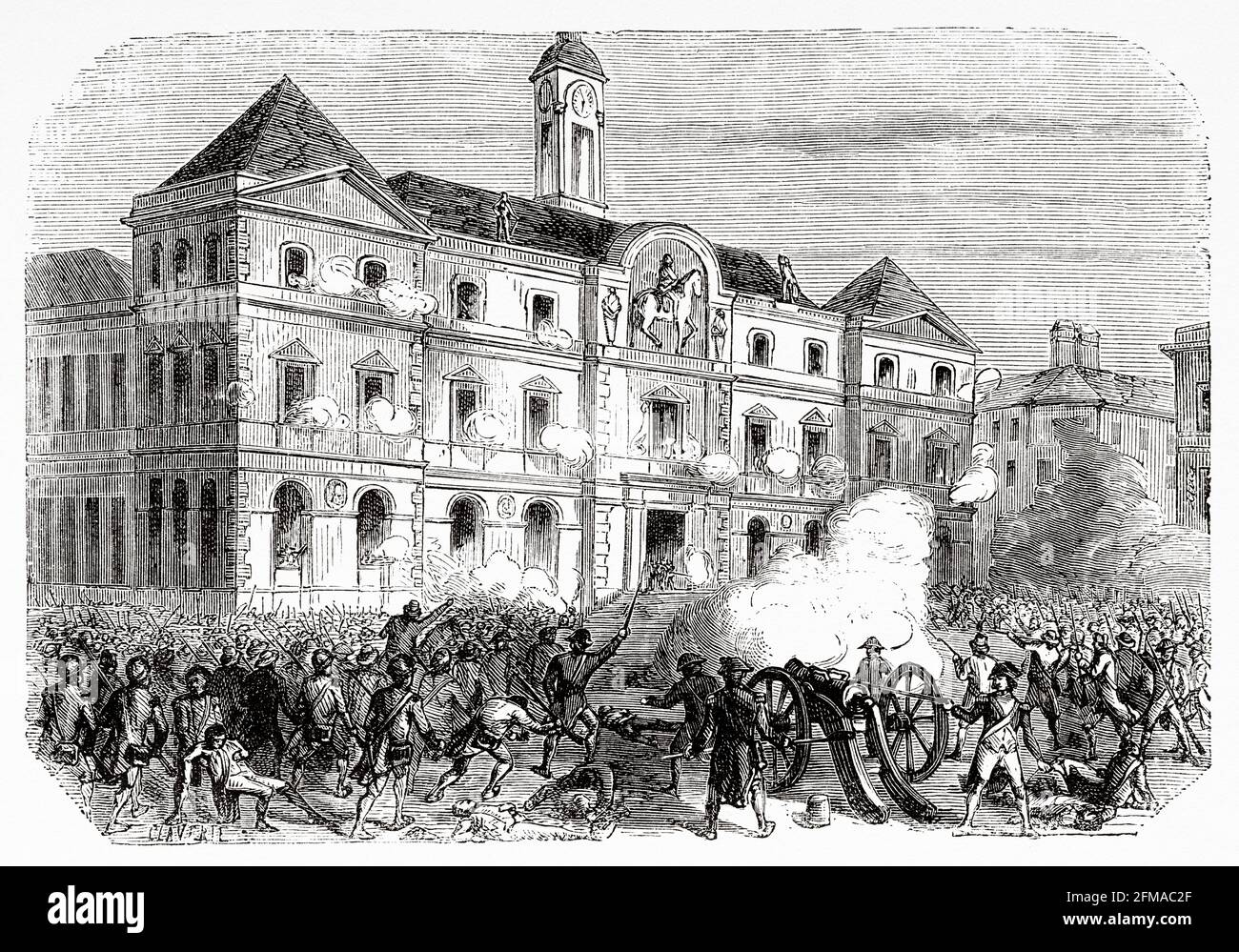 Belagerer von Lyon. Schlacht am 29. Mai 1793 in Lyon. Frankreich. Alte Illustration aus dem 19. Jahrhundert nach Histoire de la Revolution Francaise 1876 von Jules Michelet (1798-1874) Stockfoto