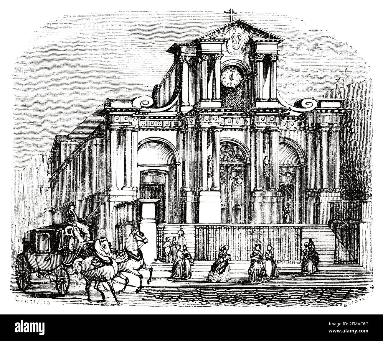 Kirche Saint Roch in Paris. Frankreich. Alte Illustration aus dem 19