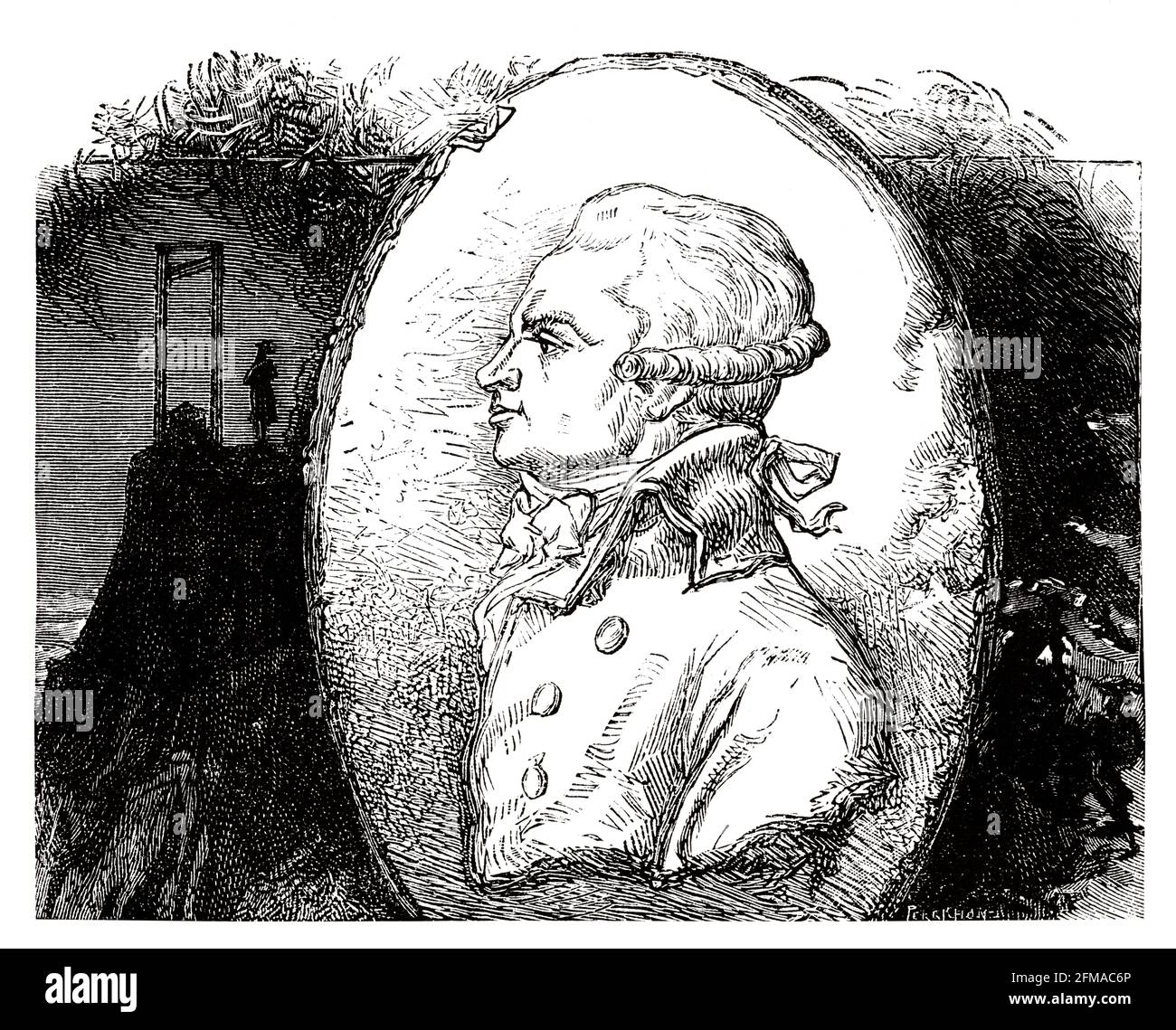 Porträt von Maximilian Robespierre. Maximilien Frannçois Marie Isidore de Robespierre (1758-1794) Französischer Politiker, Jakobiner-Führer während der Französischen Revolution. Frankreich. Alte Illustration aus dem 19. Jahrhundert nach Histoire de la Revolution Francaise 1876 von Jules Michelet (1798-1874) Stockfoto