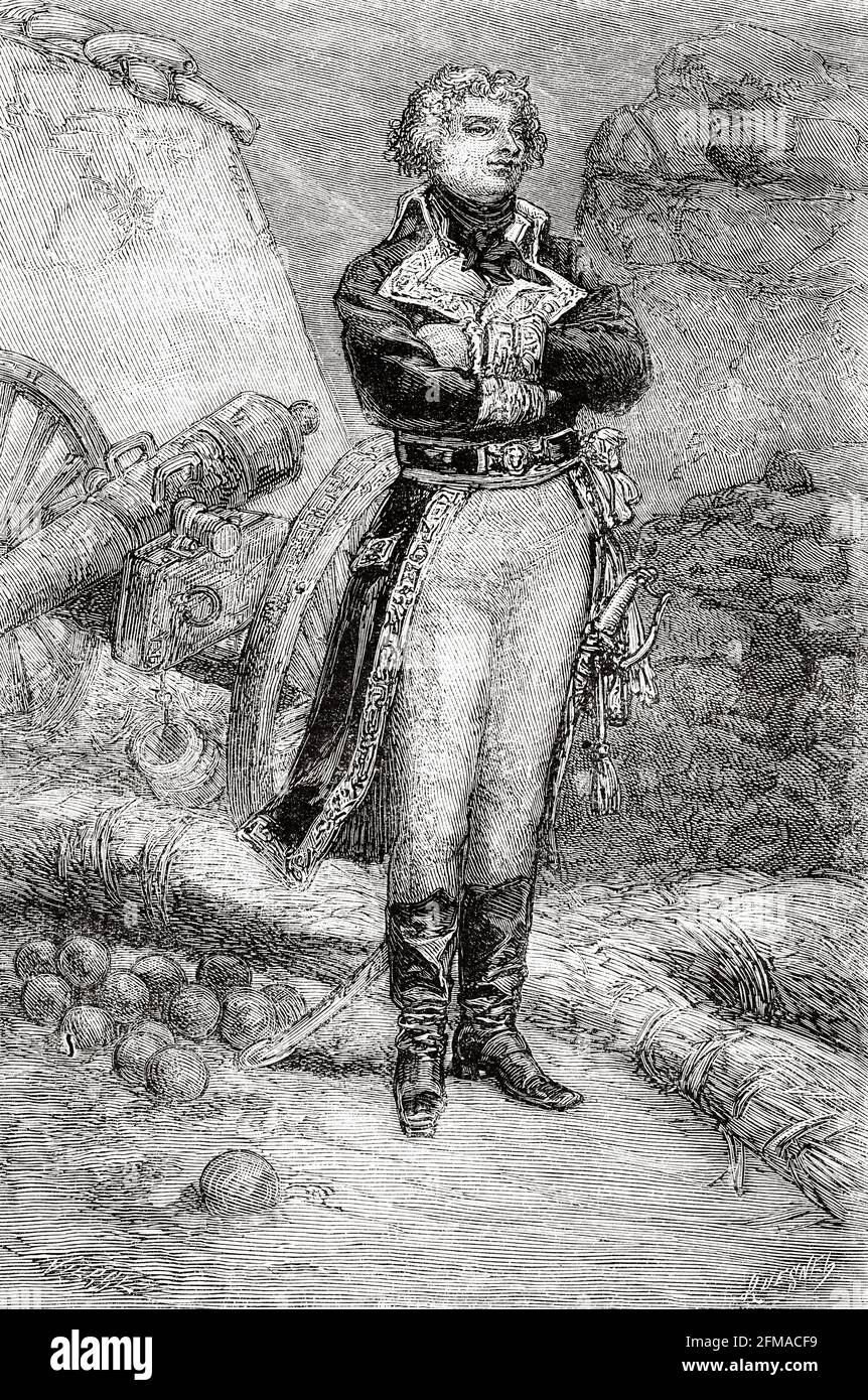 Porträt von Jean-Baptiste Kléber (1753-1800) war ein französischer General während der französischen Revolutionskriege. 1792 meldete er sich freiwillig für die französische Revolutionsarmee. Frankreich. Alte Illustration aus dem 19. Jahrhundert nach Histoire de la Revolution Francaise 1876 von Jules Michelet (1798-1874) Stockfoto