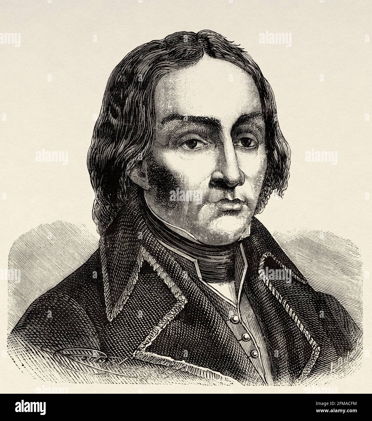 Porträt Kellermann. François-Étienne-Christophe Kellermann (1735-1820) 1. Herzog von Valmy war ein französischer Militärkommandant, Marschall Kellermann diente in den französischen Revolutionskriegen und den napoleonischen Kriegen. Frankreich. Alte Illustration aus dem 19. Jahrhundert nach Histoire de la Revolution Francaise 1876 von Jules Michelet (1798-1874) Stockfoto