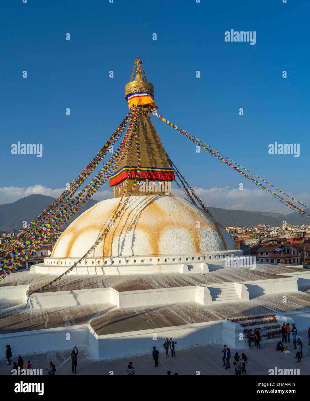 Bodnath Stupa im Bezirk Bodnath, Kathmandu, Nepal Stockfoto