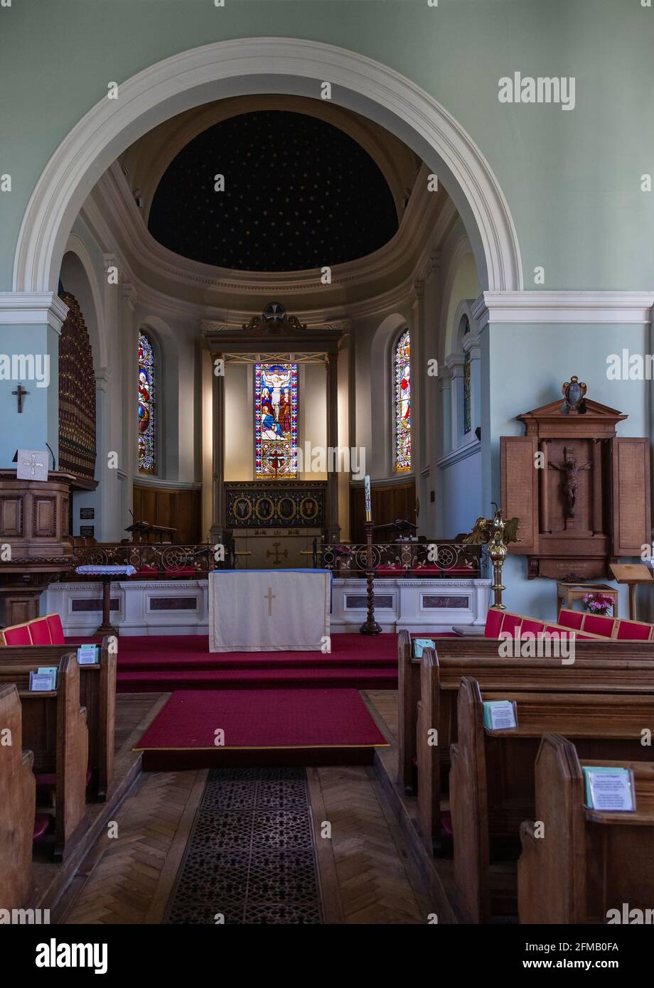 Die Kirche St. Mary Magdalene, Bridgnorth, ist eine Pfarrkirche in der Church of England, die in der East Castle Street, Bridgnorth, England, steht. Stockfoto