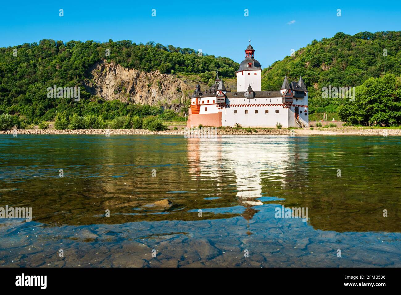 Deutschland, Rheinland-Pfalz, Kaub, Oberes Mittelrheintal Weltkulturerbe, Schloss Pfalzgrafenstein, Zollburg am Rhein Stockfoto