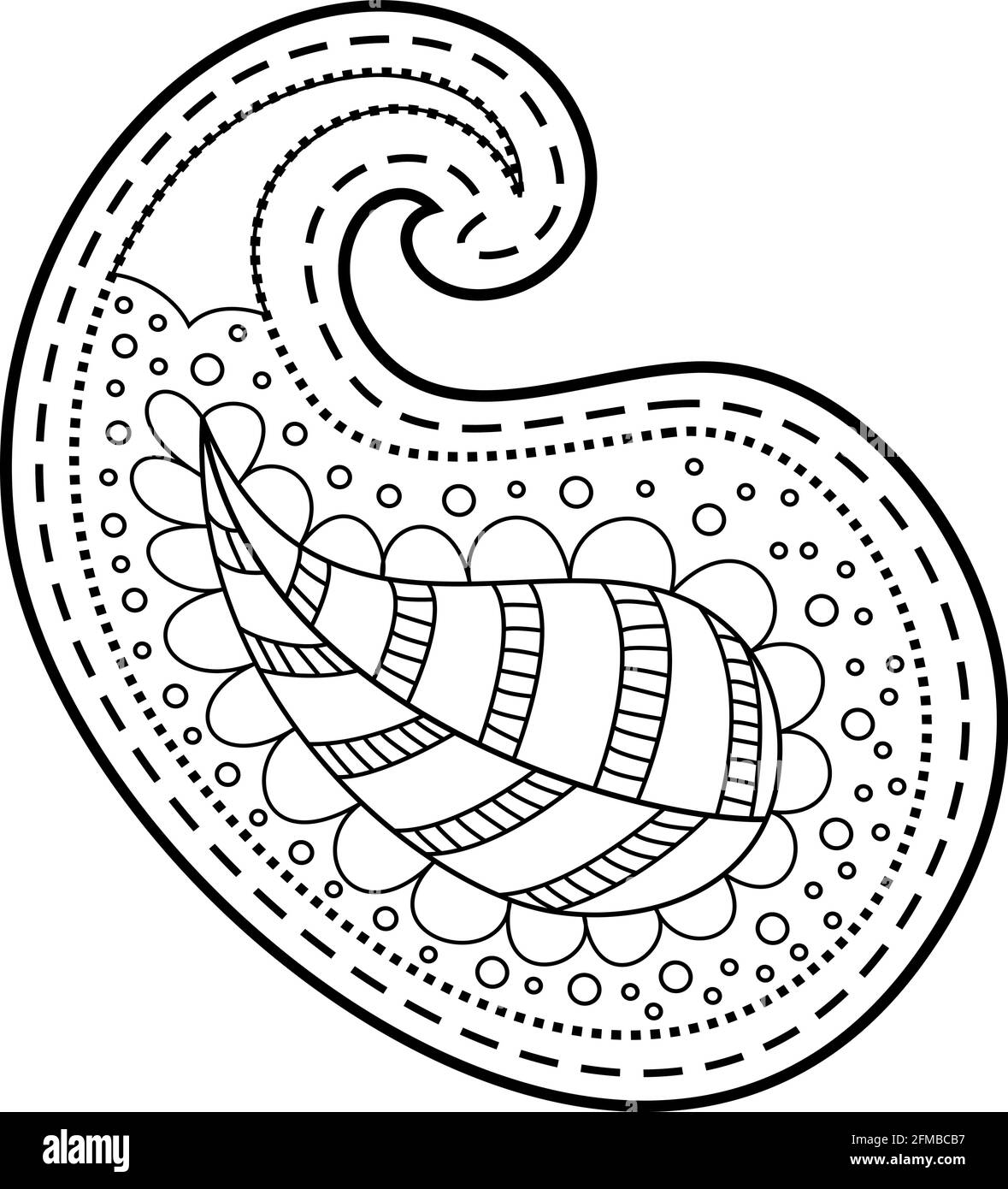 Paisley isolierte schwarze Farbe auf weißem Hintergrund Stock Vektor