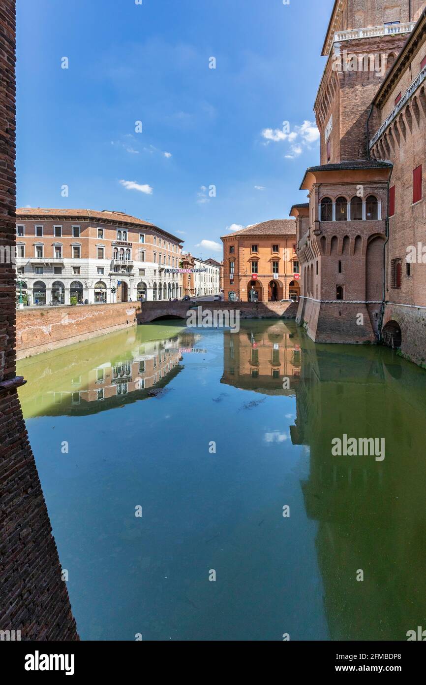 Das castello Estense - Schloss Este in Ferrara, Emilia Romagna, Italien Stockfoto