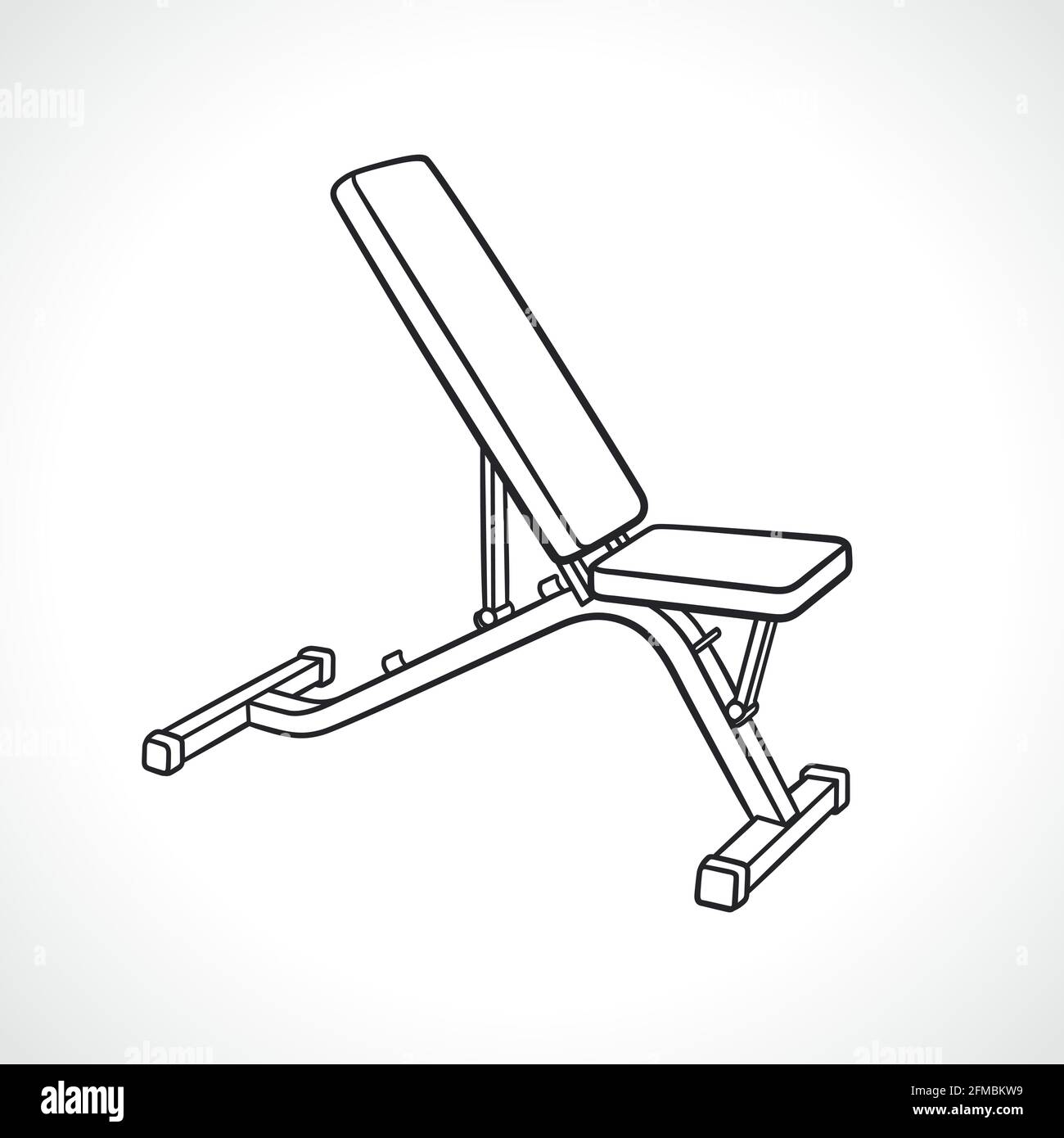 Hantelbank Umriss Illustration isoliert Design Karikatur Stock Vektor