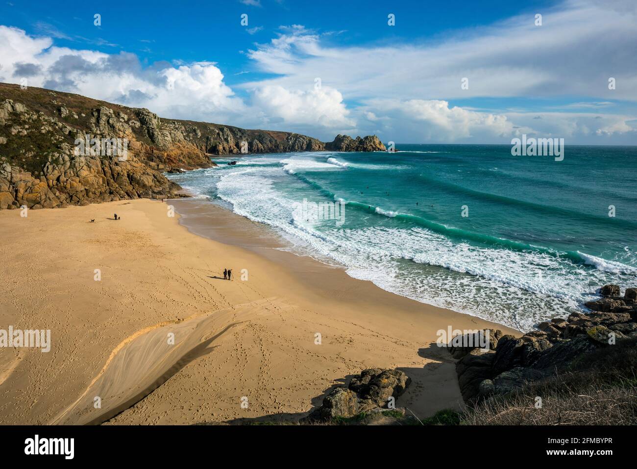 Porthcurno Beach; Cornwall Großbritannien Stockfoto