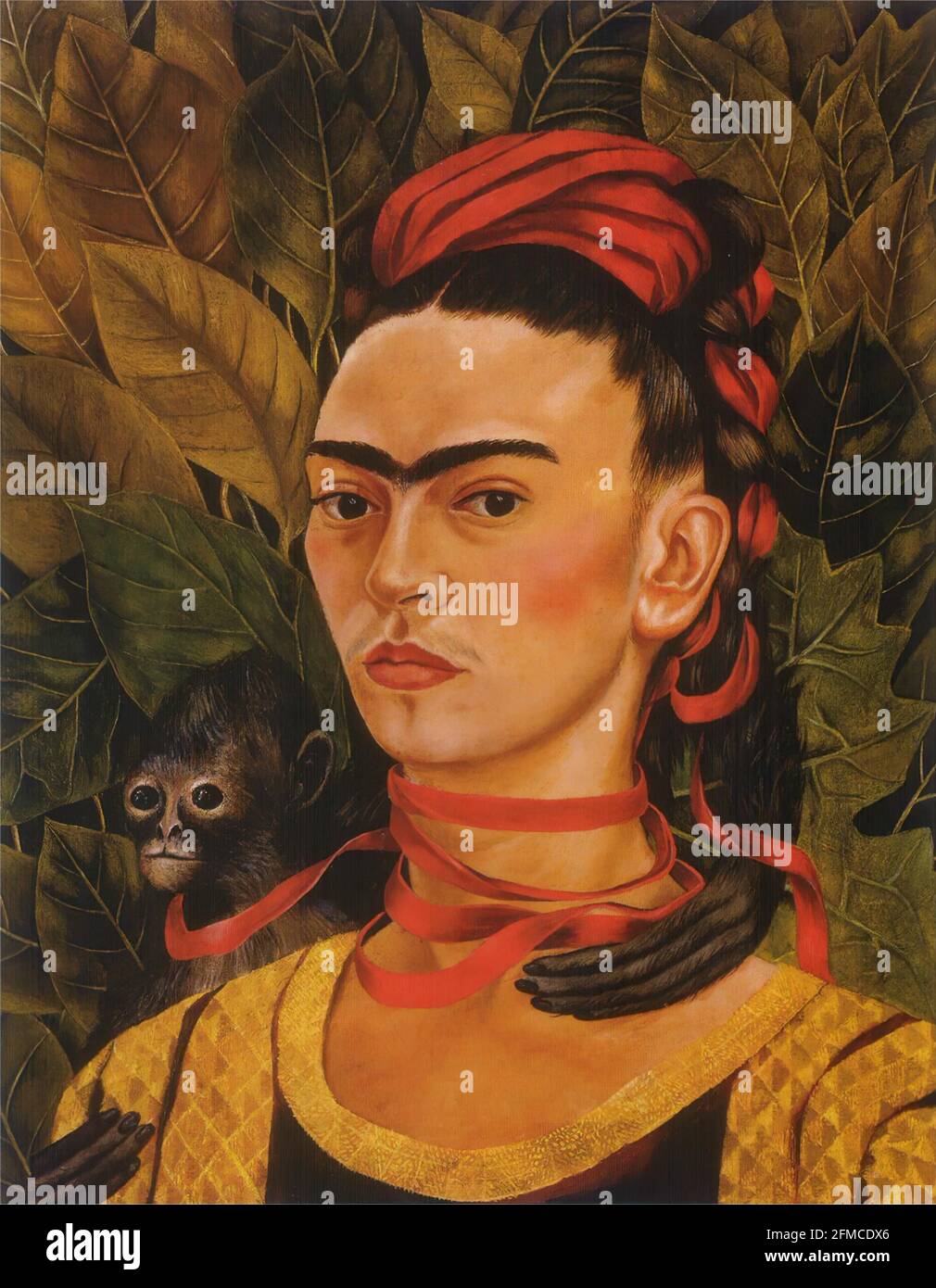 Frida Kahlo, Selbstporträt mit Affen, 1940. Öl auf Masonit, 55.2 x 43.5 cm, Privatsammlung. Stockfoto