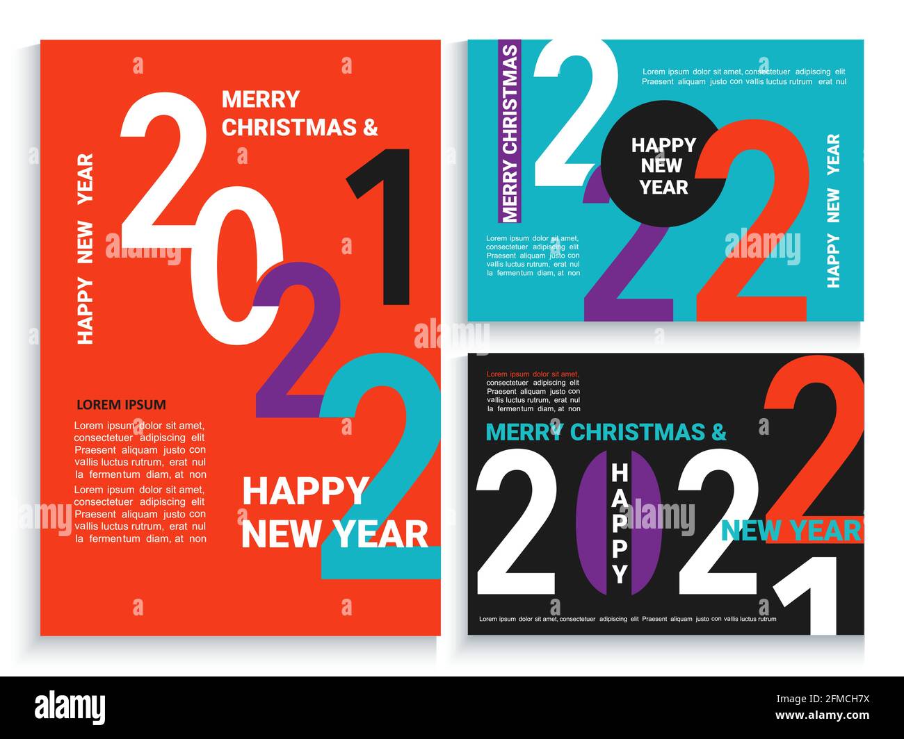 2022 Neujahrsflyer, Karten, Poster, Kopfzeilen. Stock Vektor
