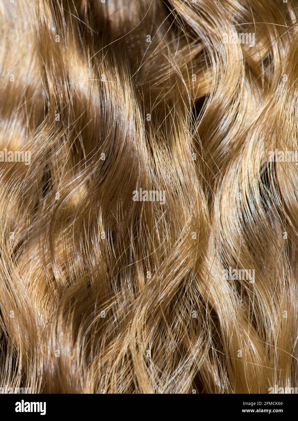 Welliges Haarfragment als Textur-Hintergrundkomposition Stockfoto