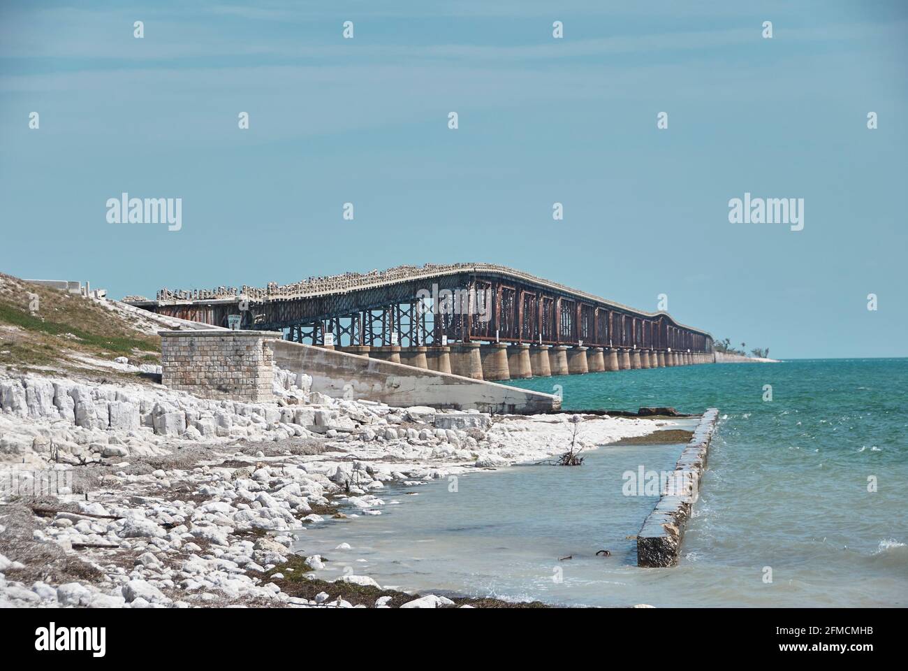 Panorama der alten 7 Meilen Brücke in Florida Key Bahia Honda Stockfoto