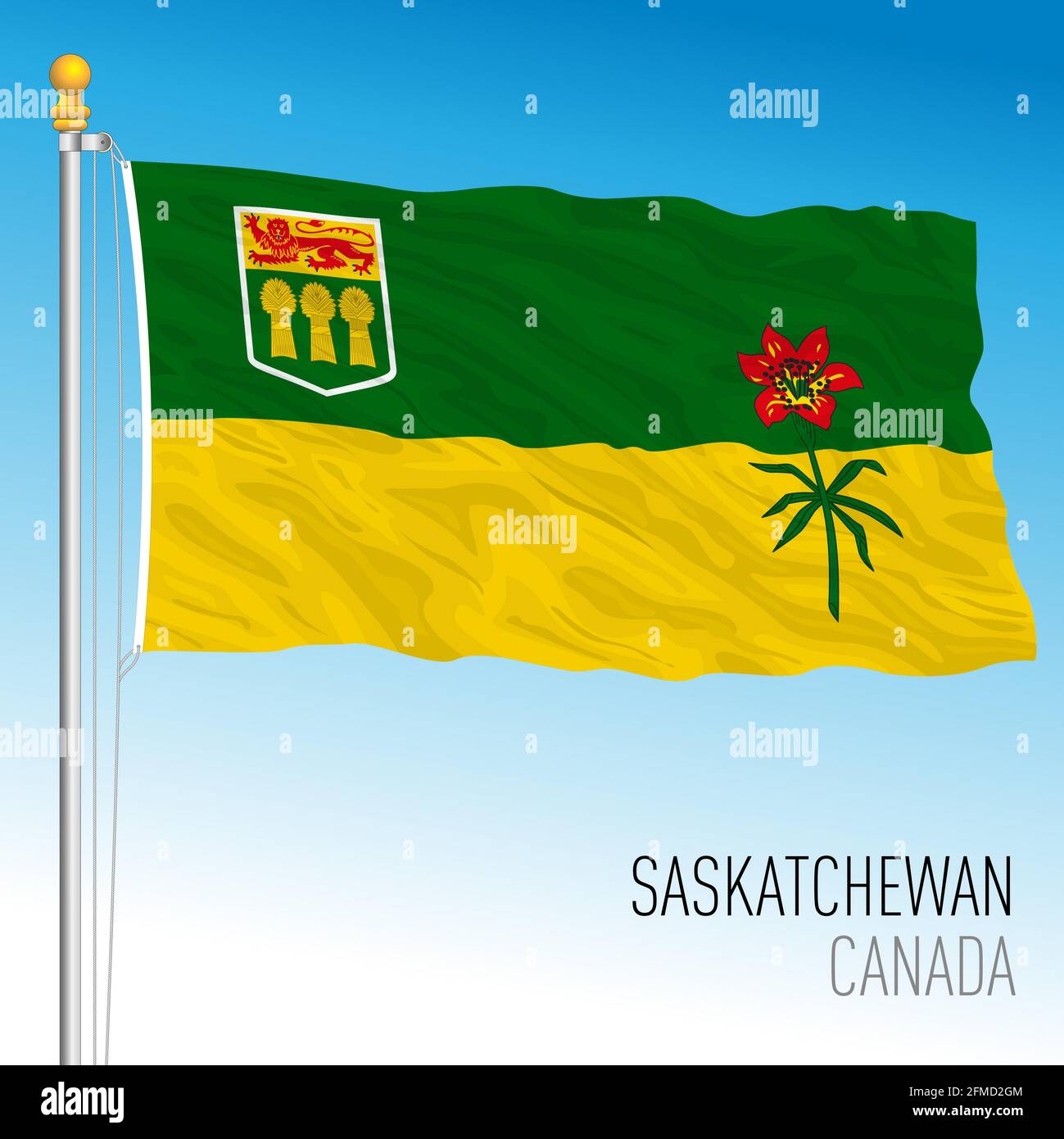 Saskatchewan Territorialflagge und regionale Flagge, Kanada, nordamerikanisches Land, Vektorgrafik Stock Vektor