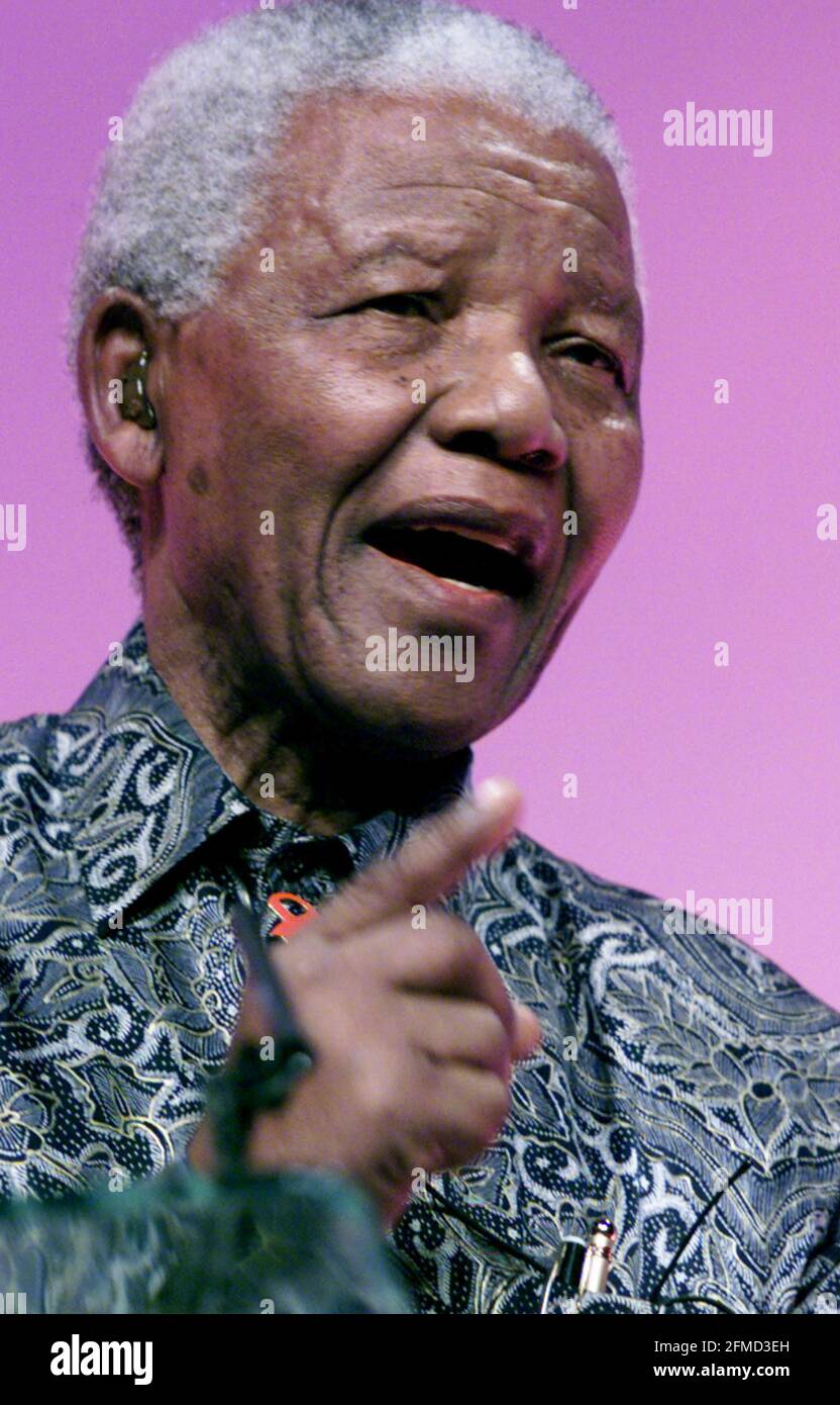 Nelson Mandelas Rede am 2000. September am letzten Tag von Die Konferenz der Labour Party Stockfoto