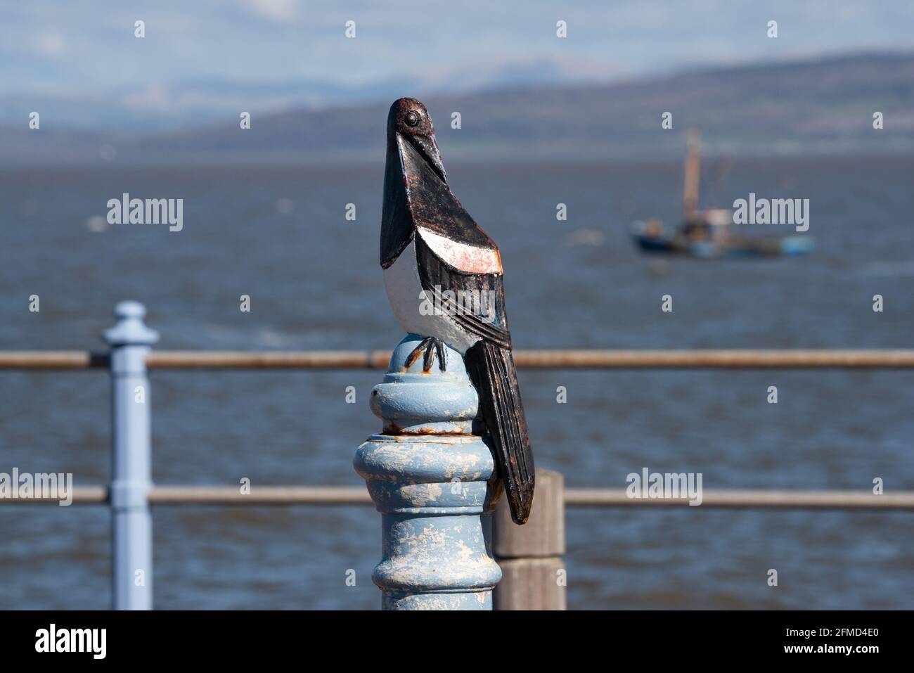 Elster-Skulptur, Morecambe, Lancashire, Großbritannien. Stockfoto