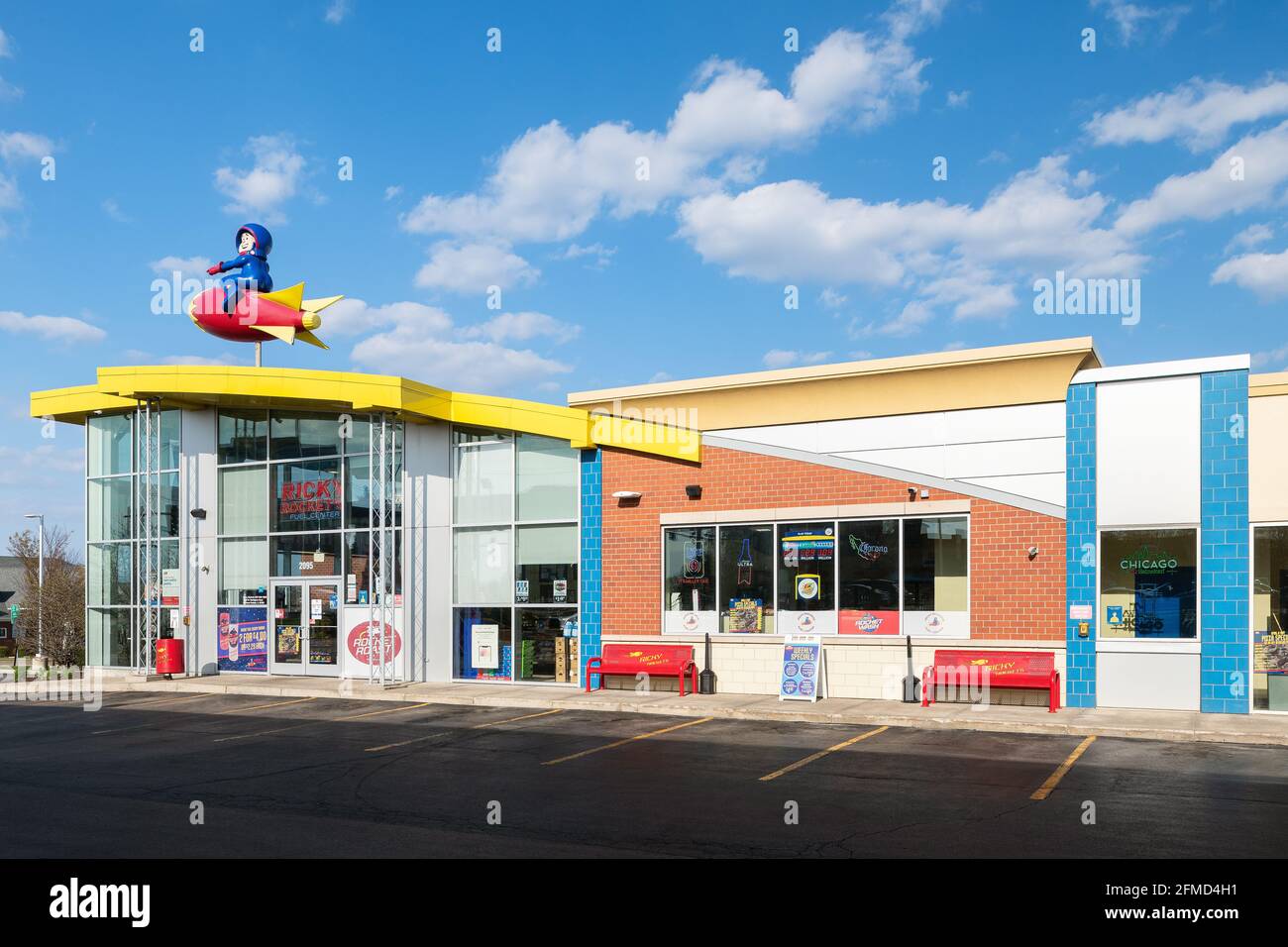Retro-Tankstellen-Supermarkt Stockfoto