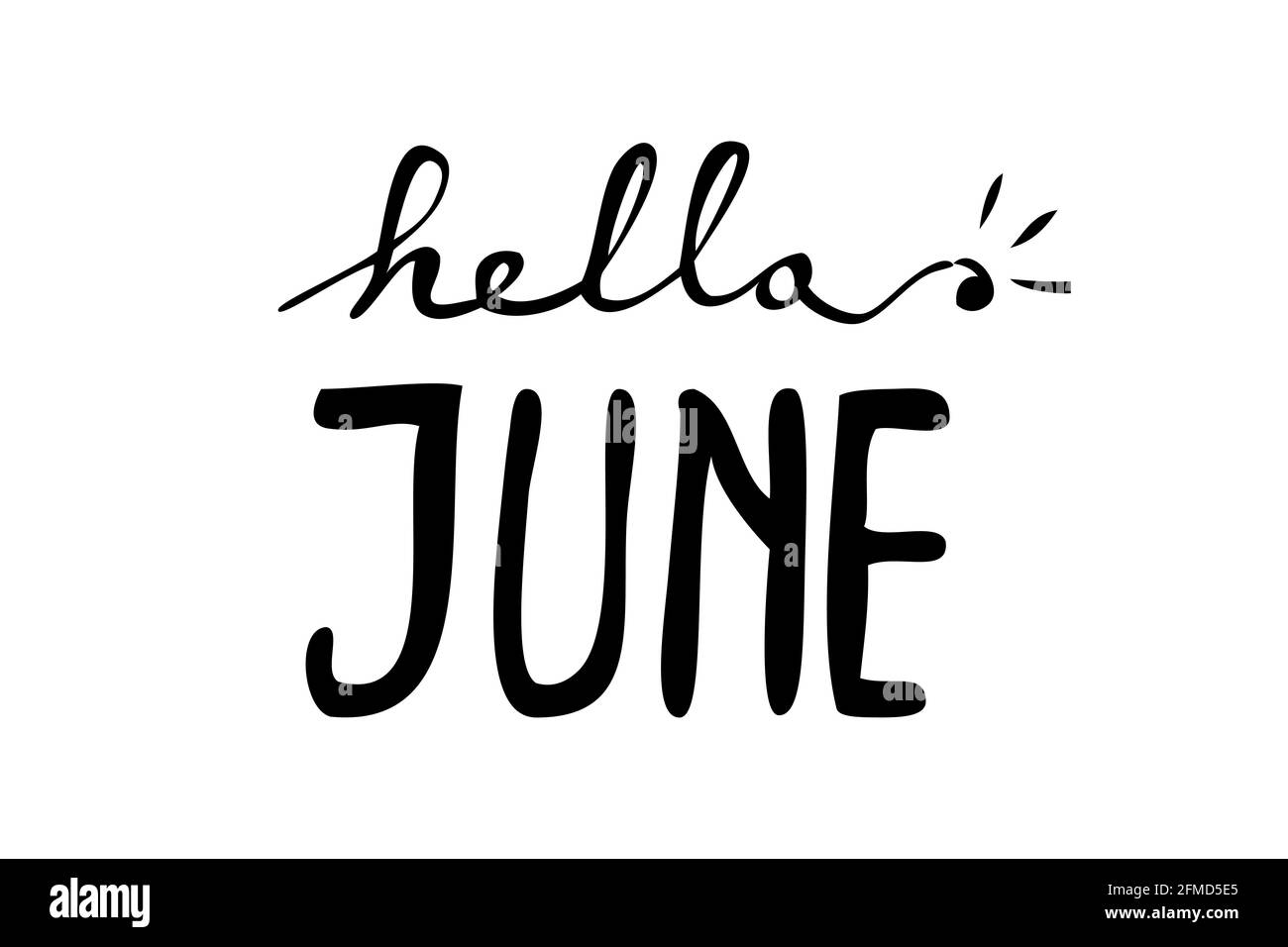Einfache Vektorbeschriftung, Hello June, isoliert auf Weiß Stock Vektor