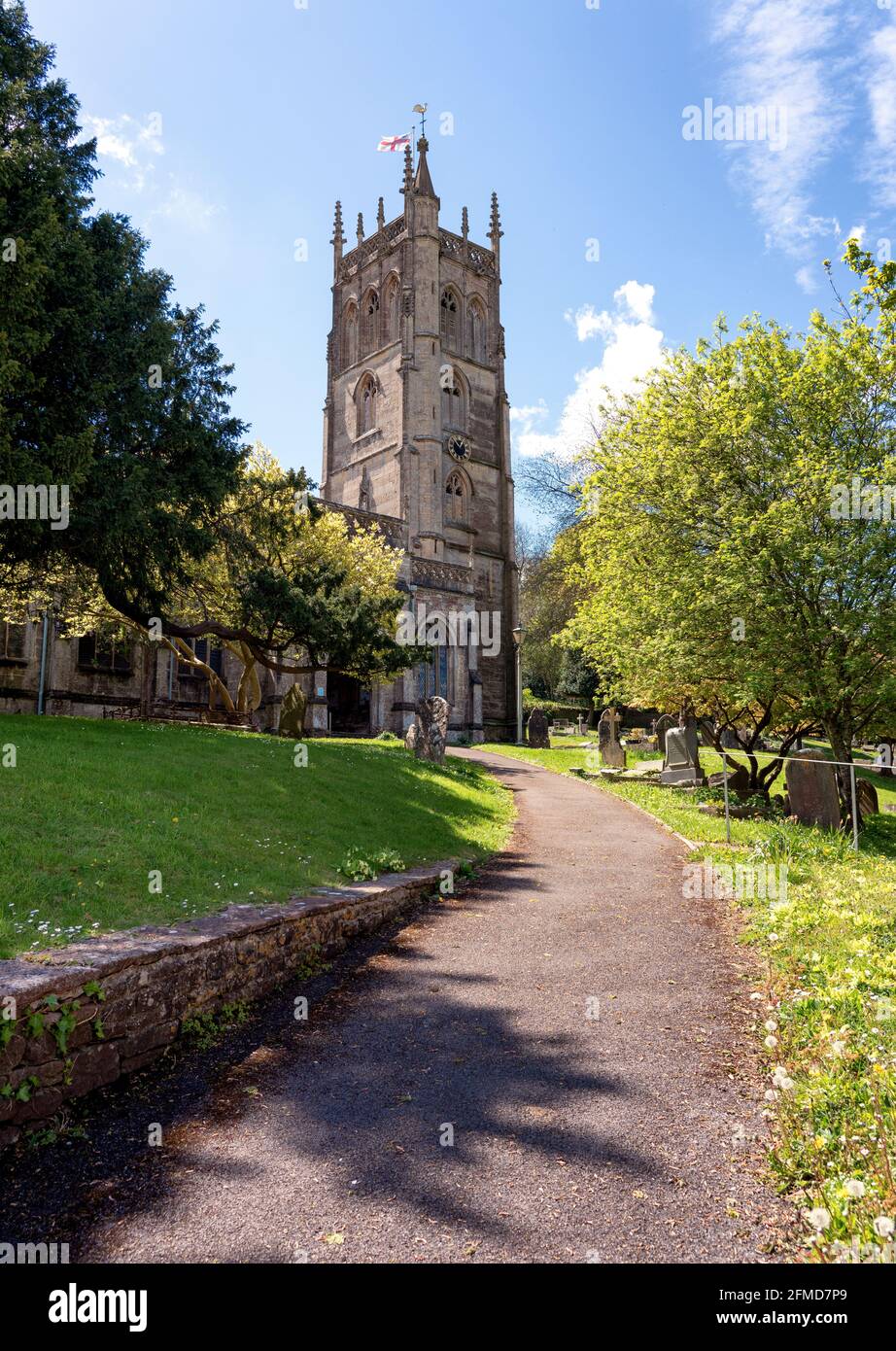 Pfarrkirche St. Jakob der große über dem Dorf Winscombe am Fuße des Mendip Hills Somerset UK Stockfoto